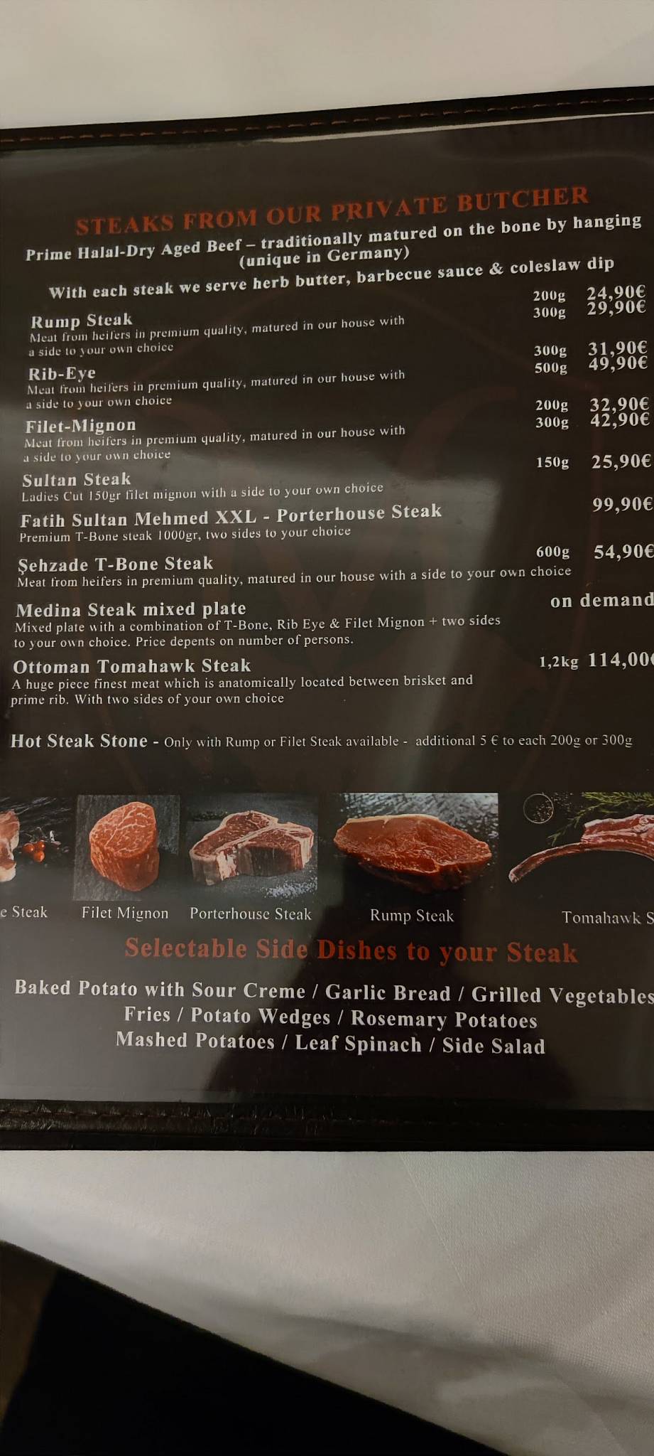 Speisekarte von YA’ MEDINA Steaks&More Halal Steakhouse Frankfurt