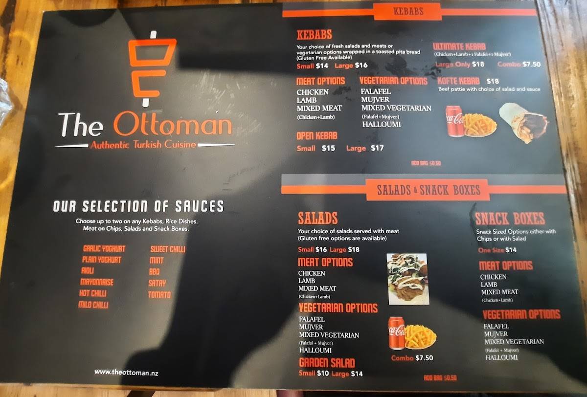 Menu at YHD Turkish Kebab, Christchurch
