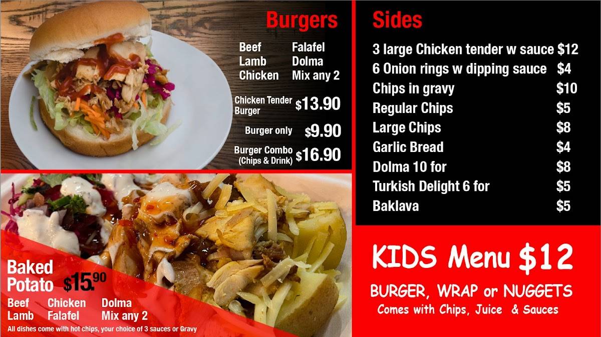 Menu at YHD Turkish Kebab, Christchurch