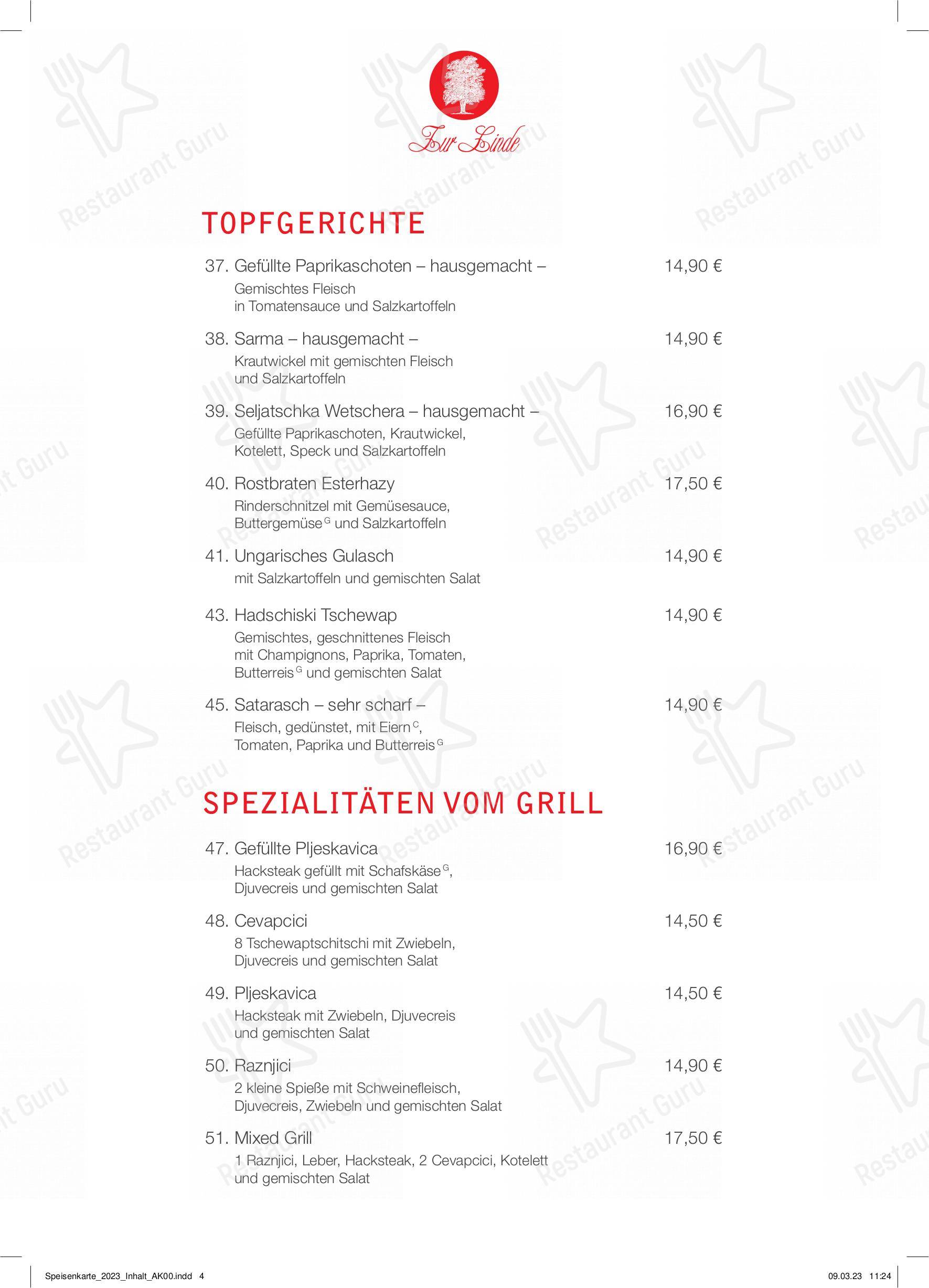 zur linde mülheim kärlich speisekarte