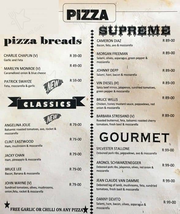 Chello's Pizzeria & Bar menu