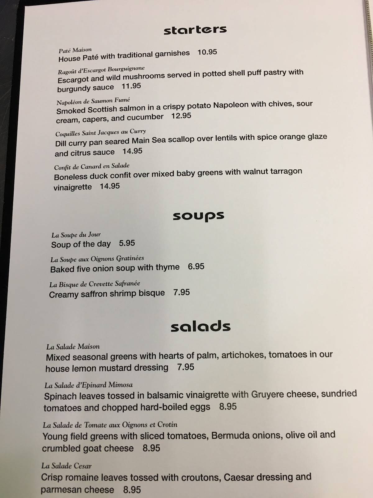 Menu at Addison CafeFrench bistro, Dallas, Belt Line Rd 108