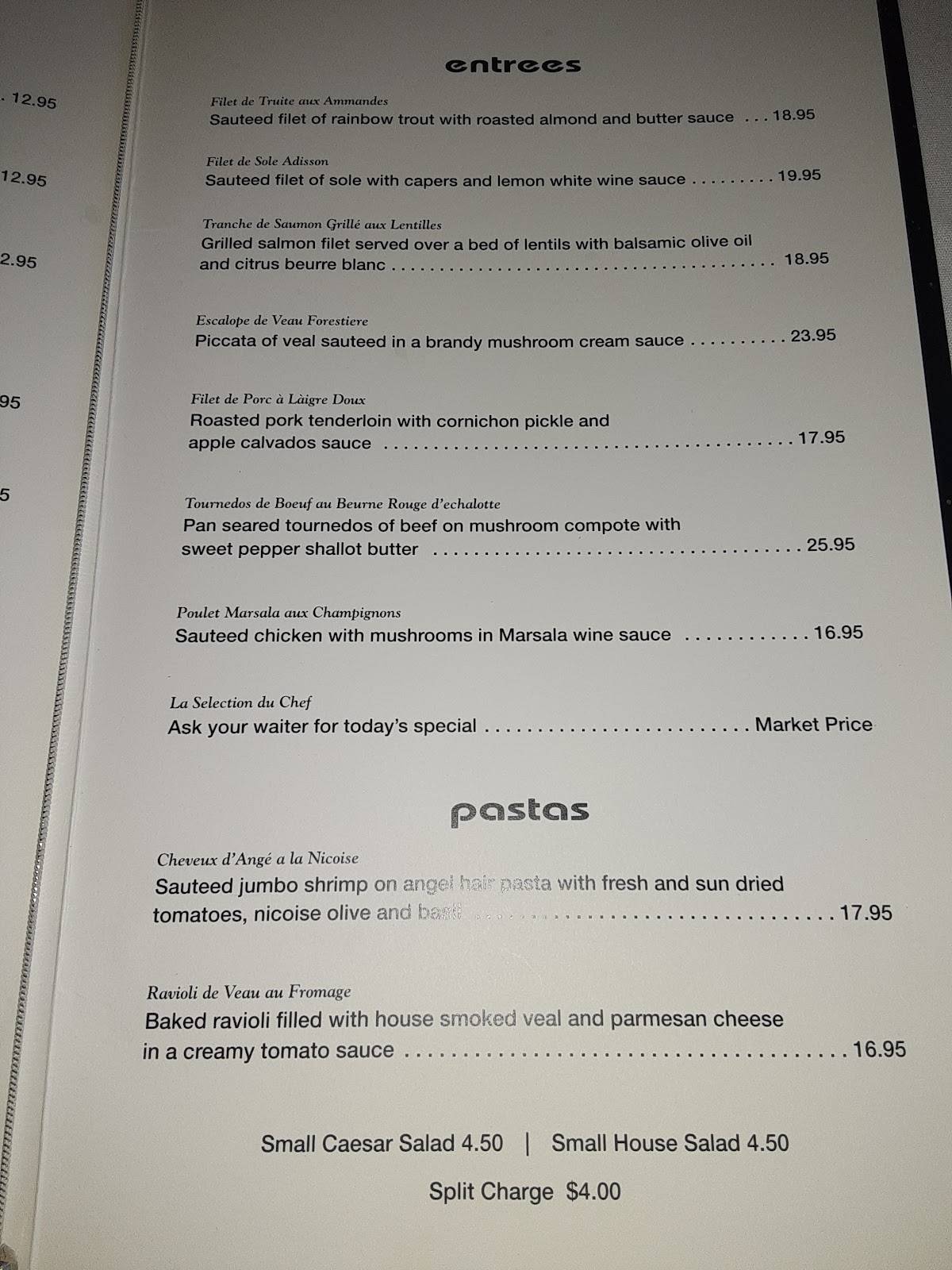 Menu at Addison CafeFrench bistro, Dallas, Belt Line Rd 108
