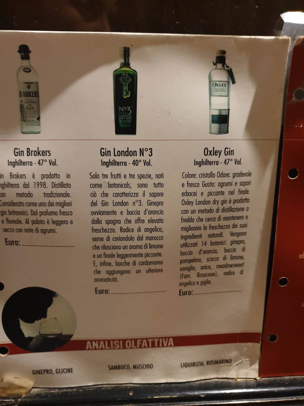 Menu at Al Mascaron restaurant, Venice, Castello