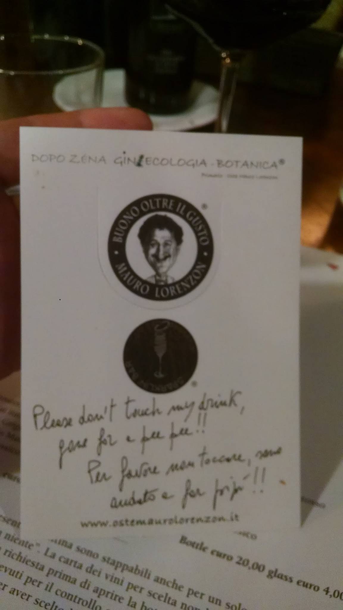 Menu at Al Mascaron restaurant, Venice, Castello