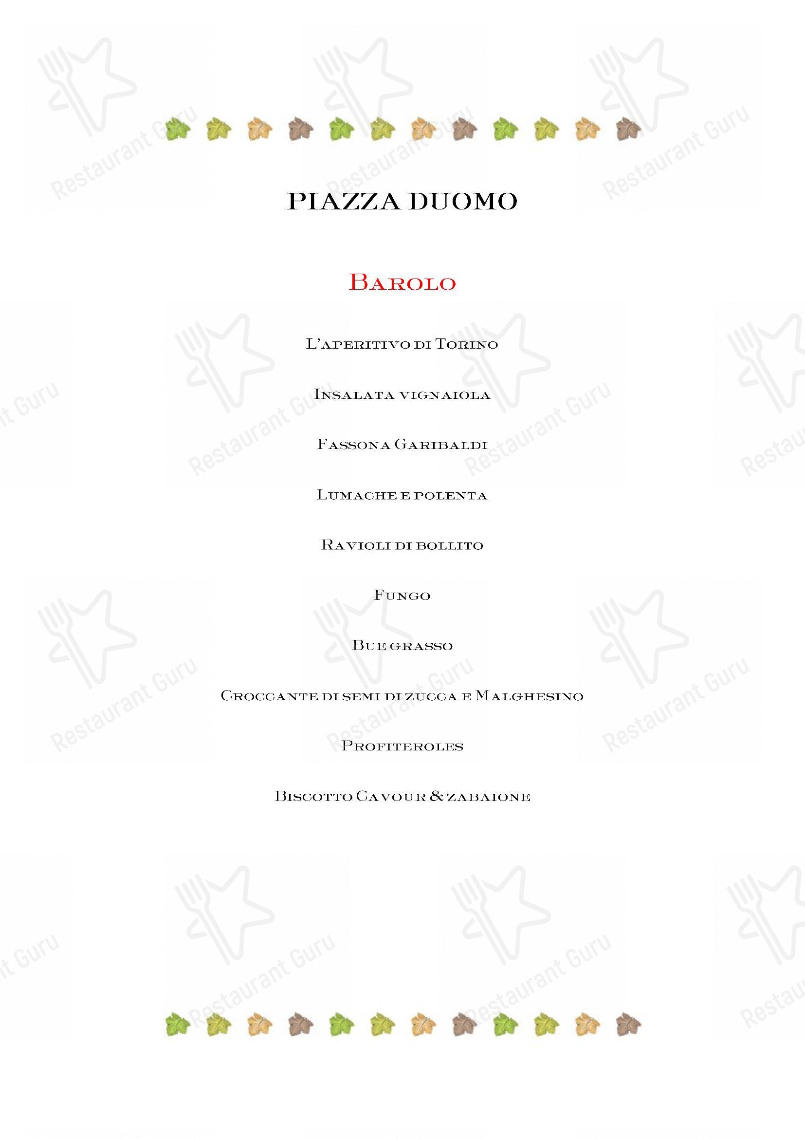 Speisekarte von Piazza Duomo restaurant, Alba