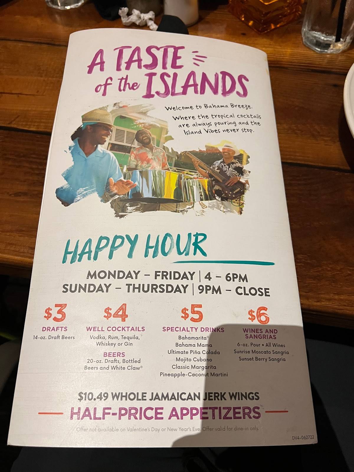 Menu at Bahama Breeze pub & bar, Livonia