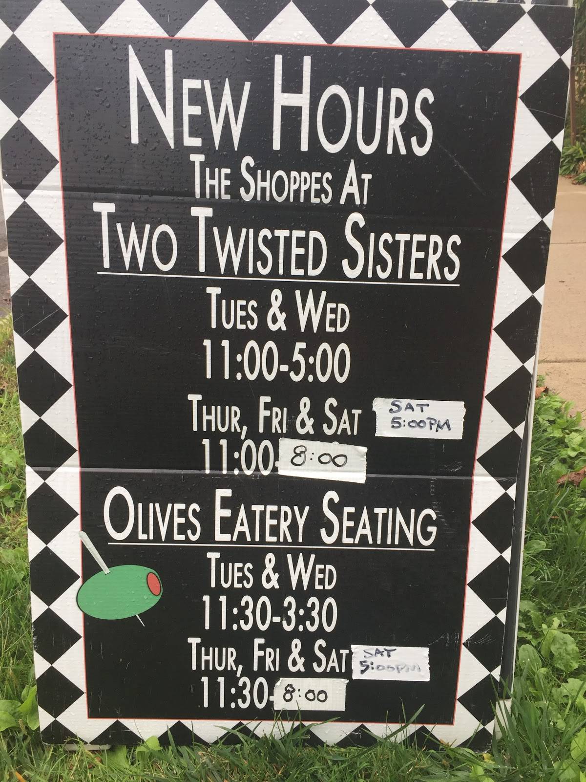 Menu at Olives Eatery and Two Twisted Sisters restaurant, Baldwinsville