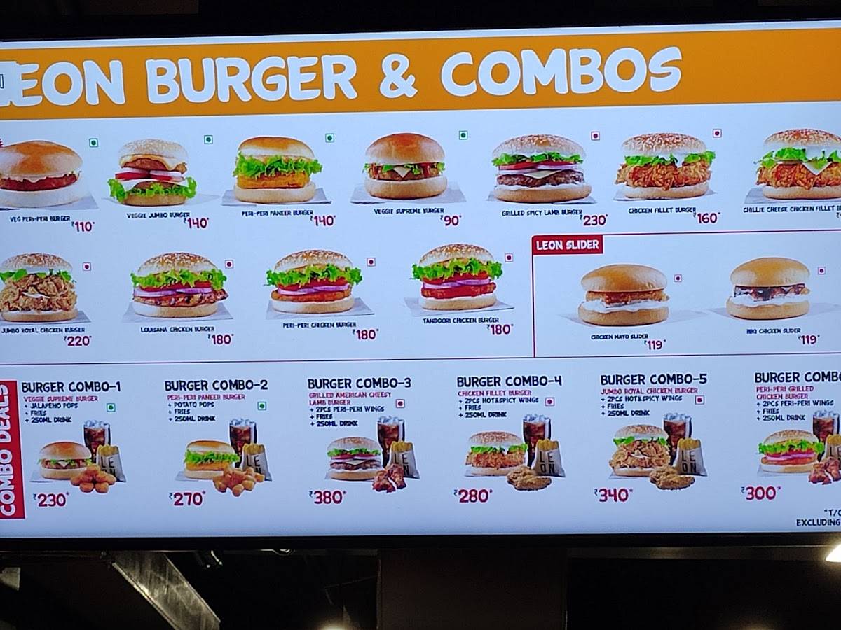 Menu at Leon's Burgers & Wings BTM Layout, Bengaluru