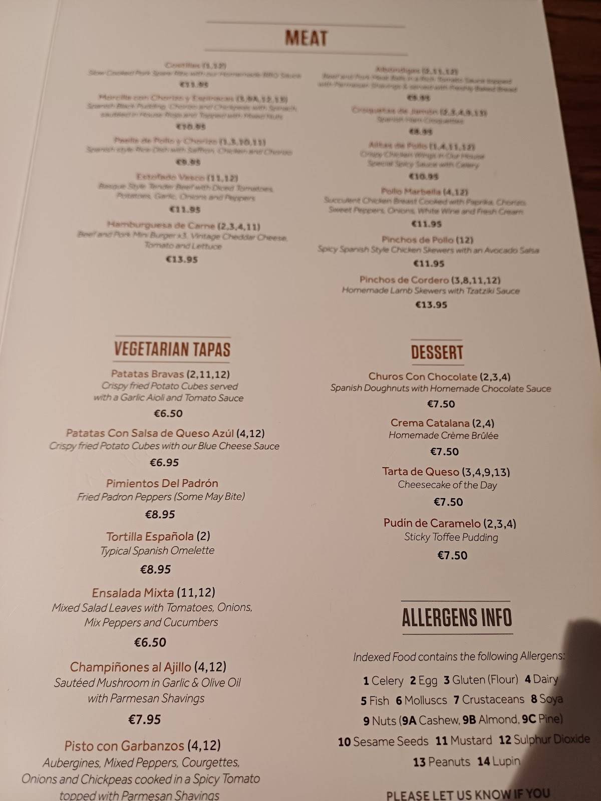 Menu at Bradys Pub and Apetito Tapas & Wine Restaurant, Dublin, 5-9 ...