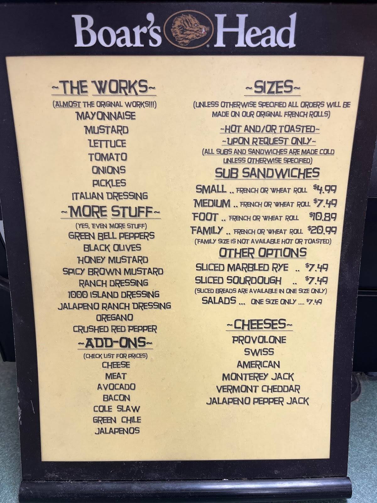 Menu at Brown Bag Deli restaurant, Alamogordo