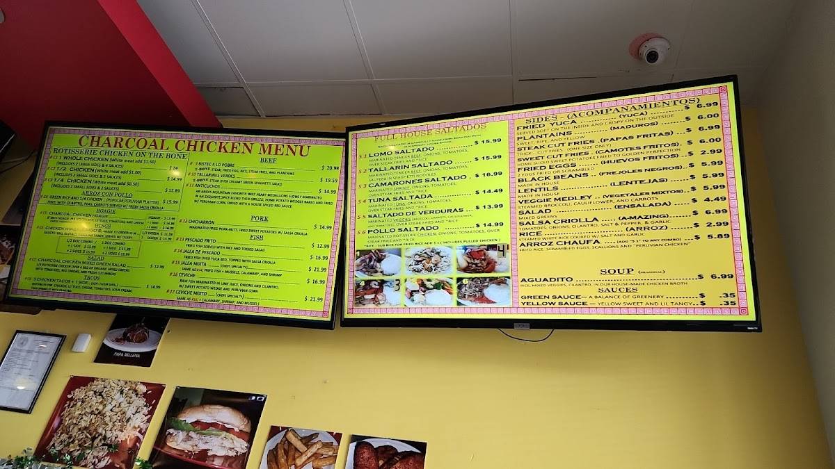 Menu at CHARCOAL CHICKEN Pollo A La Brasa restaurant, Virginia Beach