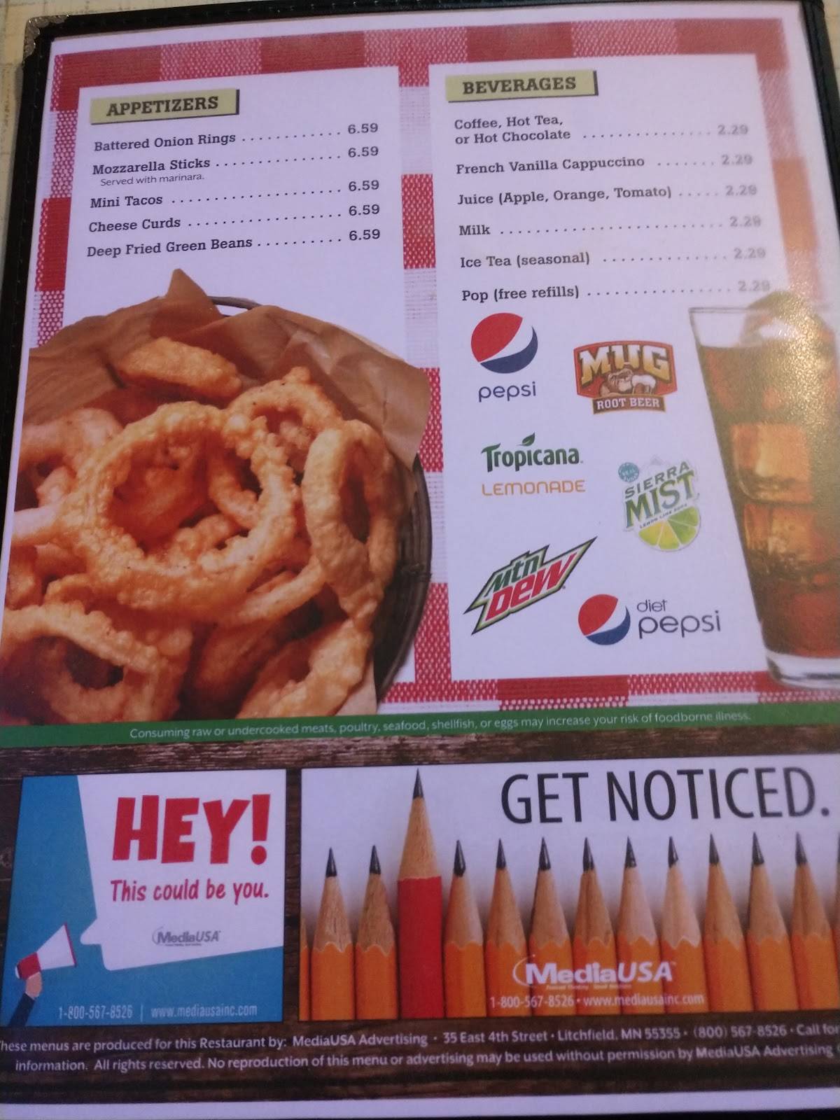 Menu at Farmhouse Cafe, Clarissa, 409 U. S. Hwy 71