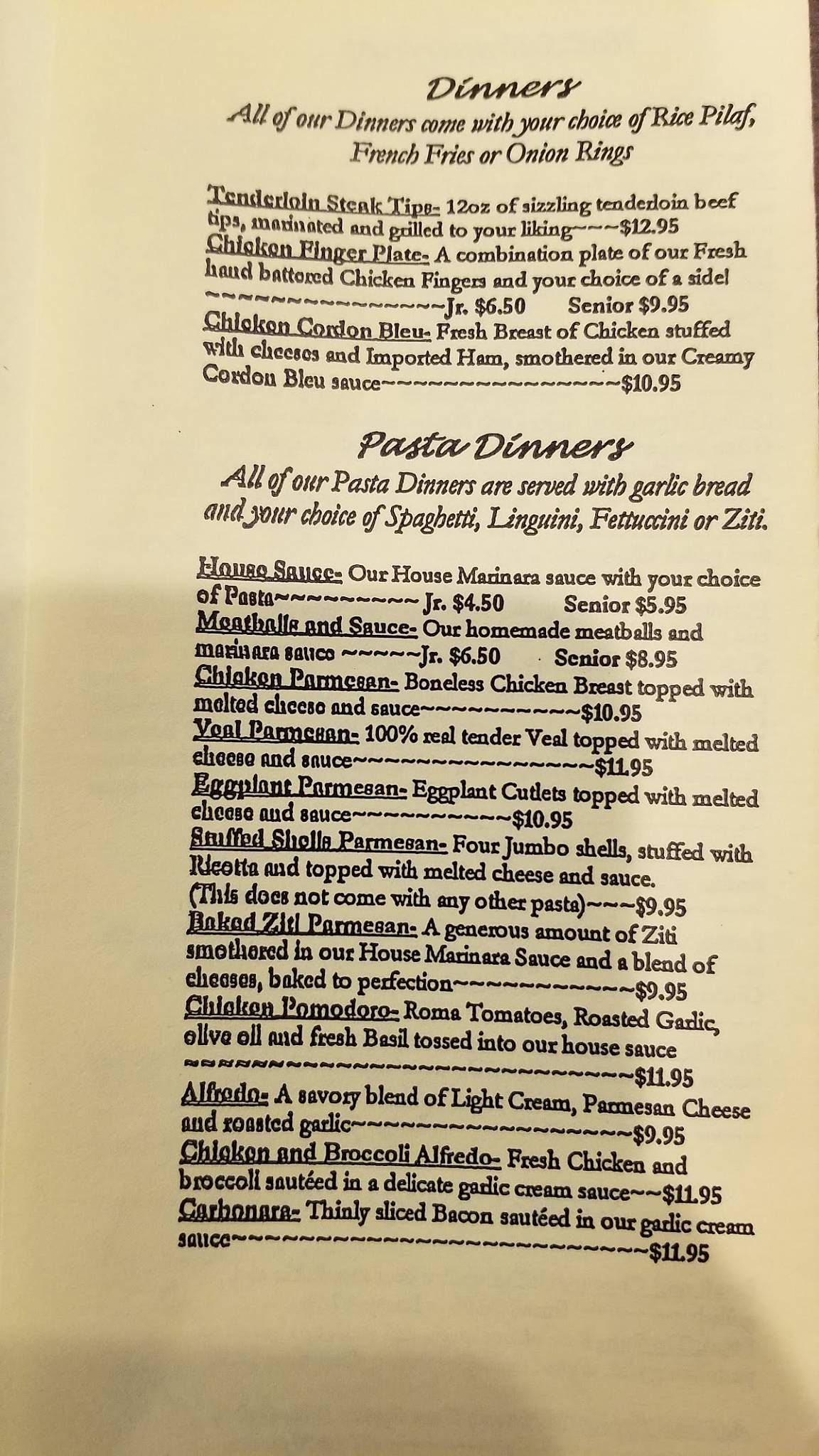 Menu at Charlie's of Rochester pizzeria, Rochester