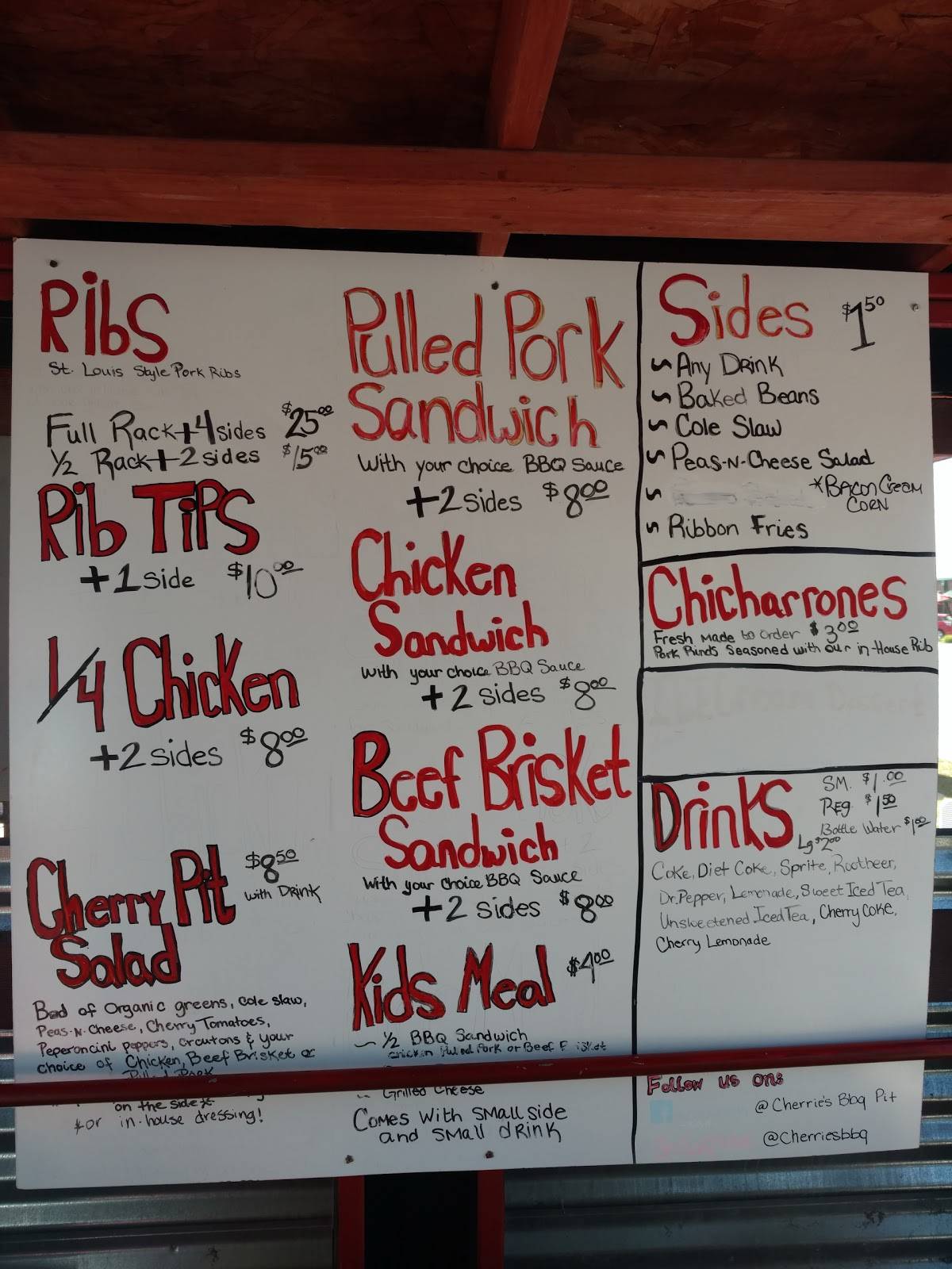 Menu at Cherries BBQ Pit, Polson