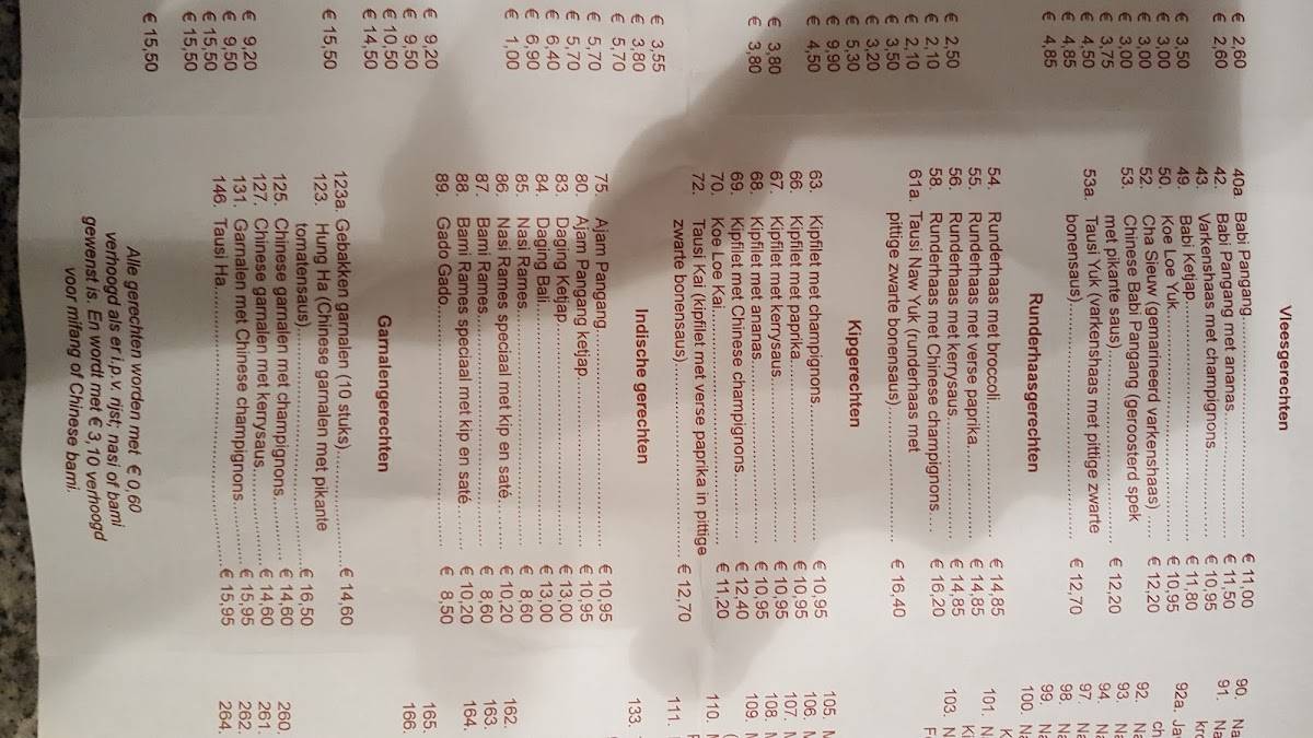 Menu at Chin. Ind Restaurant "De Mandarijn", Overdinkel