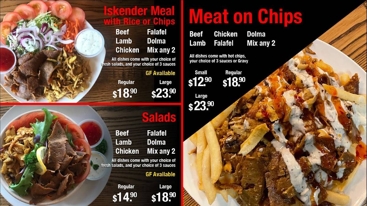 Menu at YHD Turkish Kebab, Christchurch