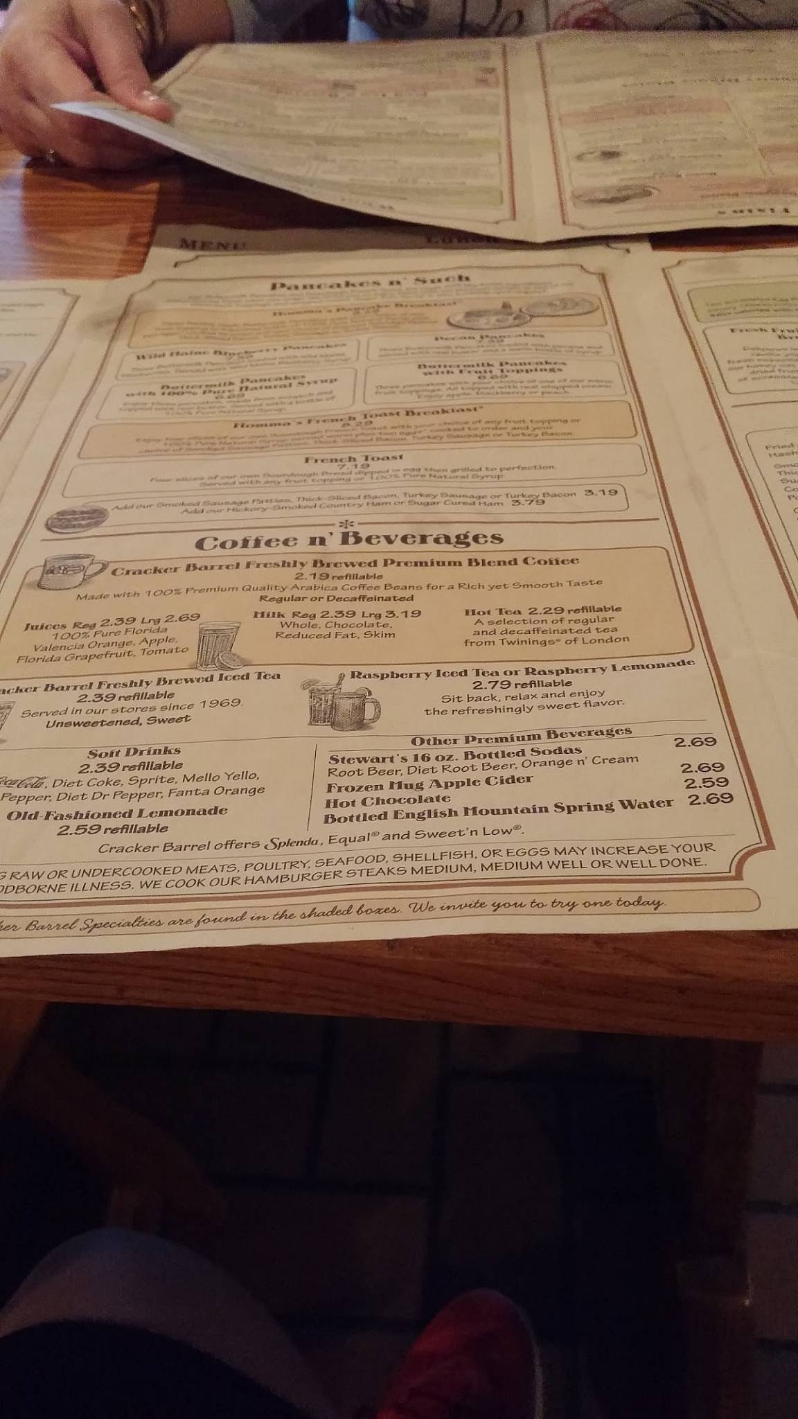 Menu at Cracker Barrel Old Country Store, Terre Haute