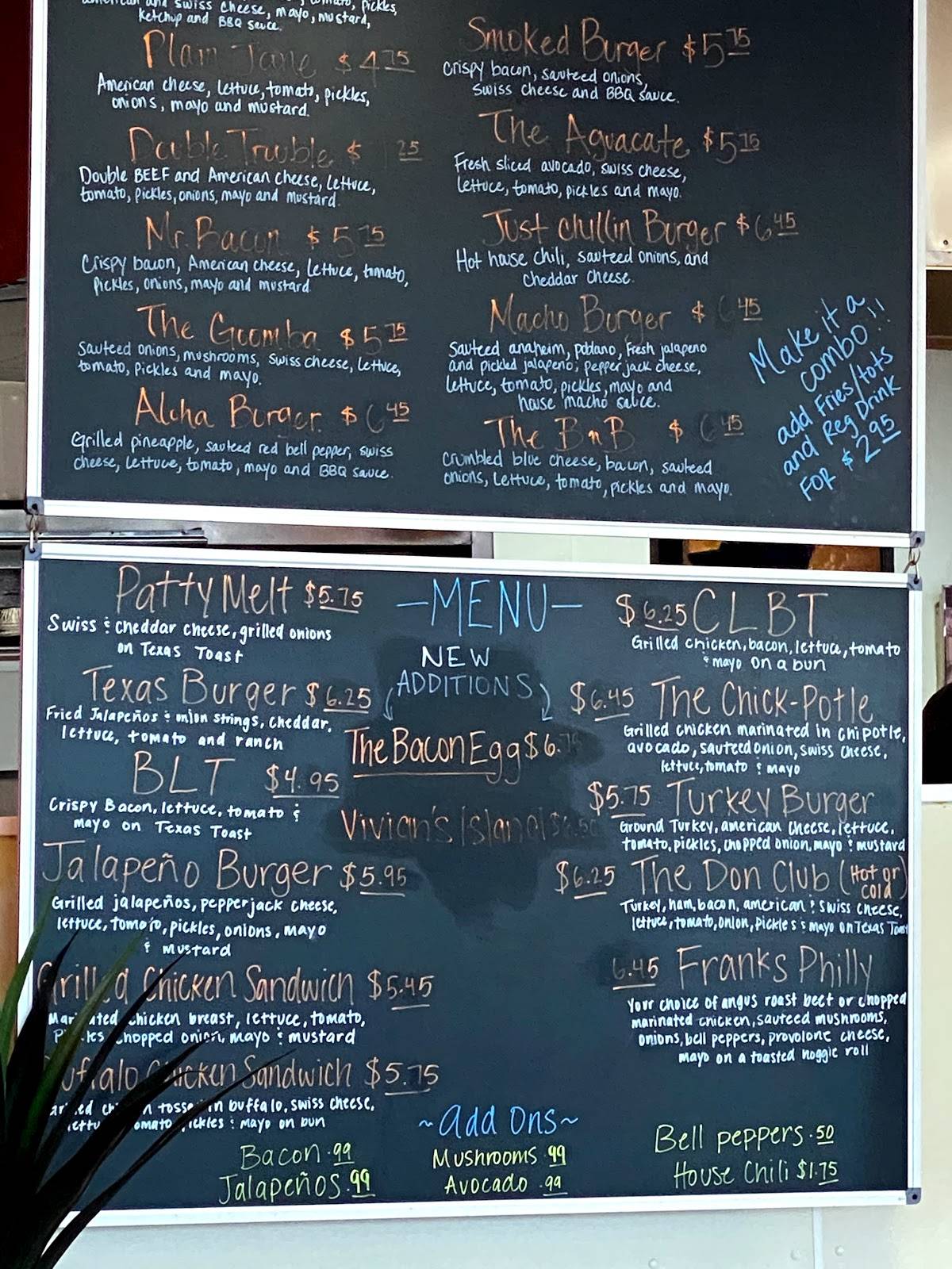 Menu at Don Burger restaurant, Garland