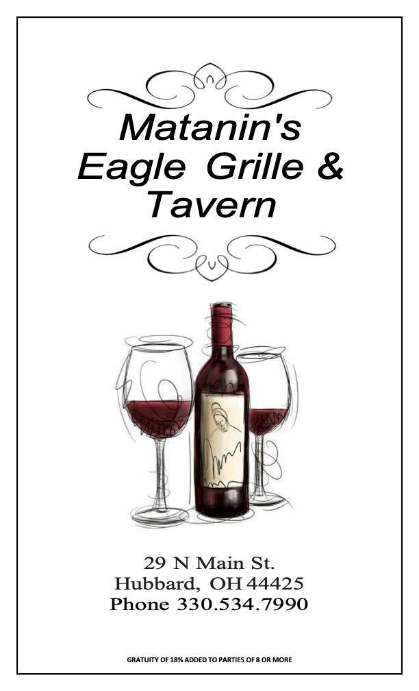 Menu at Eagle Grille & Tavern restaurant, Hubbard