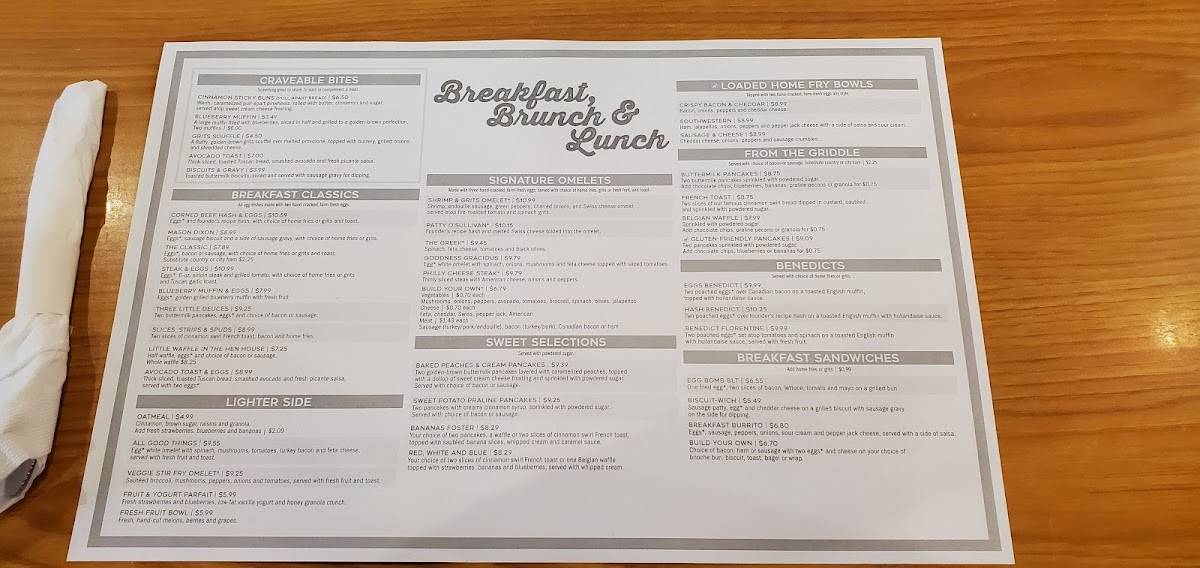 Menu at Eggs Up Grill restaurant, Greenville, Woodruff Rd