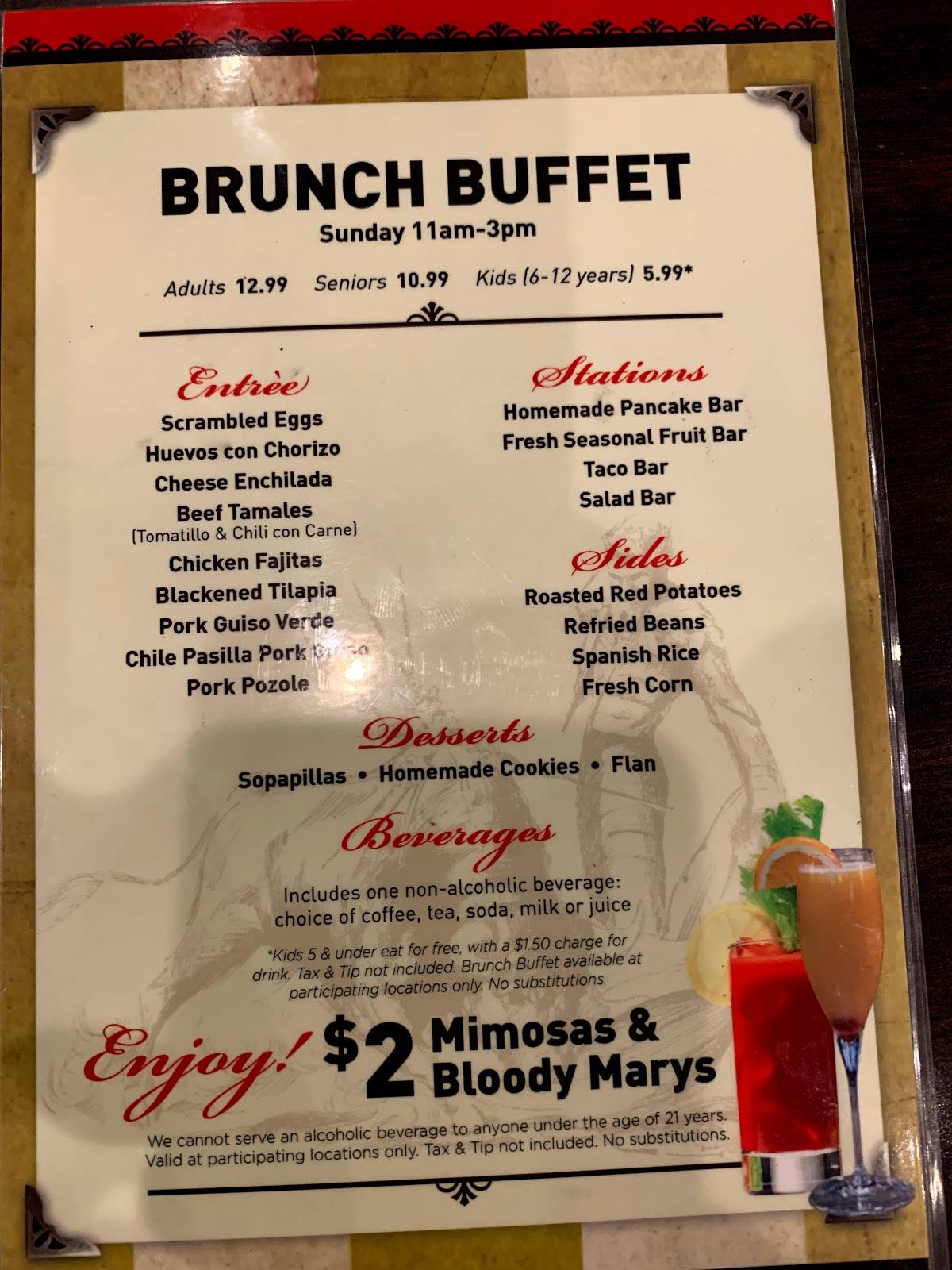 Menu at El Fenix restaurant, Waxahachie