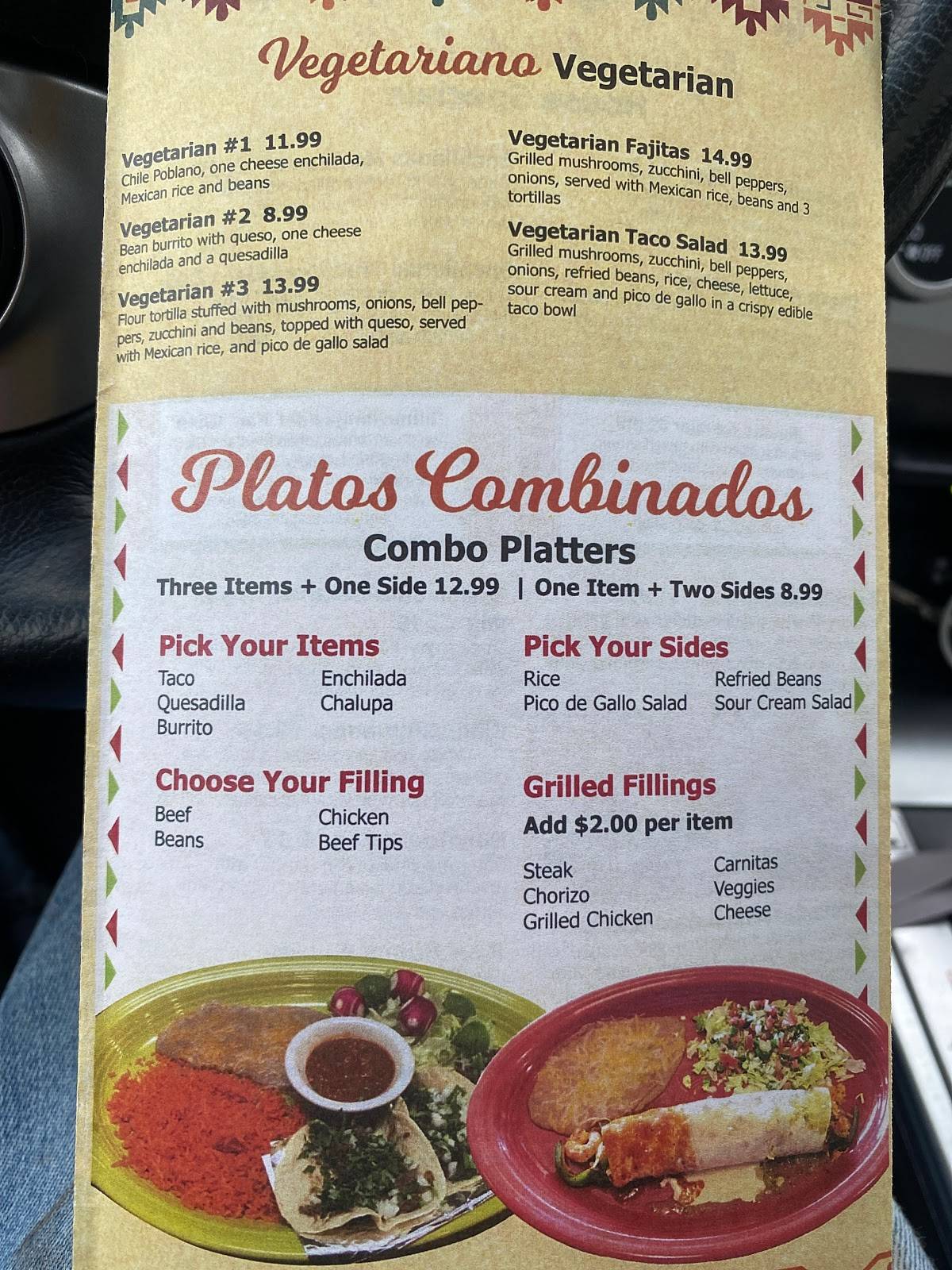 Menu at Tres Primos Mexican Restaurant, Elbridge