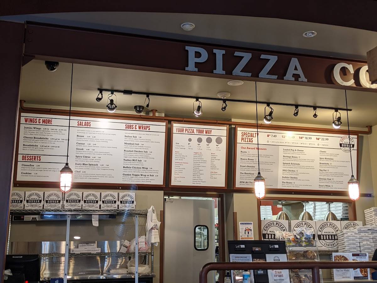 Menu at Enzo's Pizza Co. pizzeria, Durham
