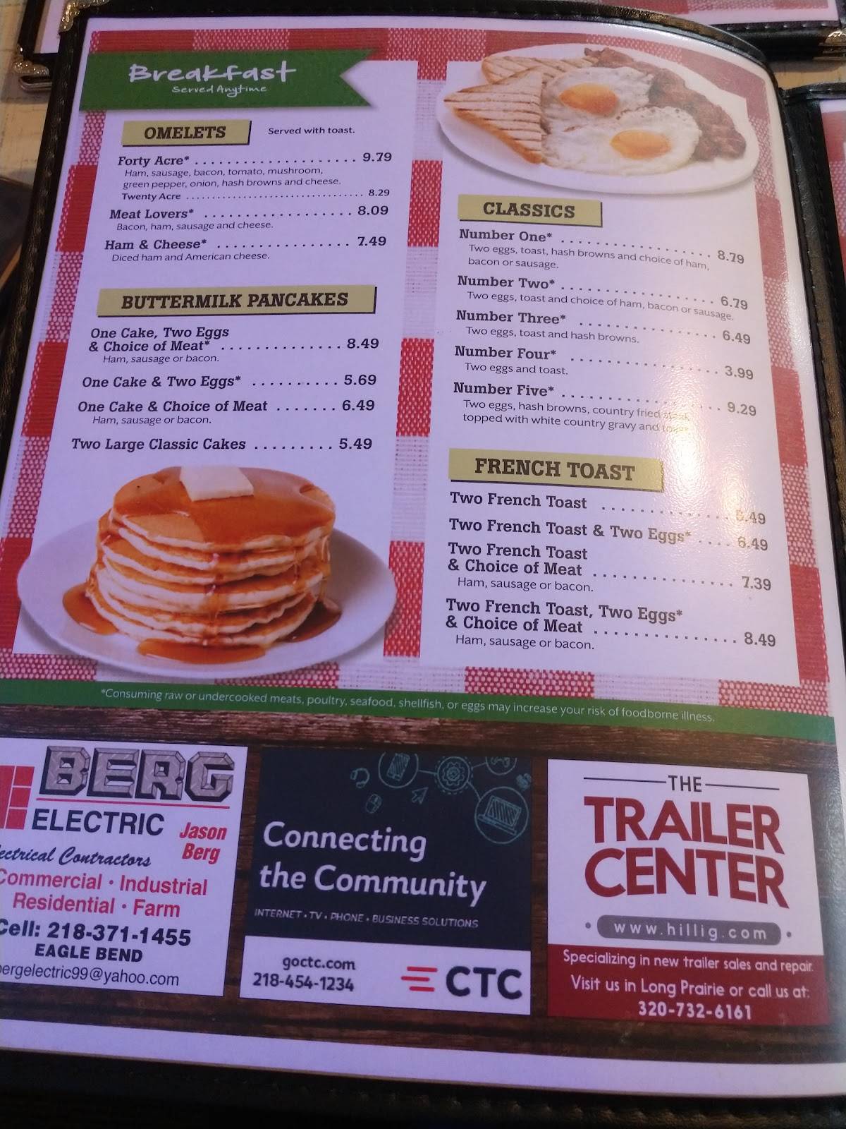 Menu at Farmhouse Cafe, Clarissa, 409 U. S. Hwy 71