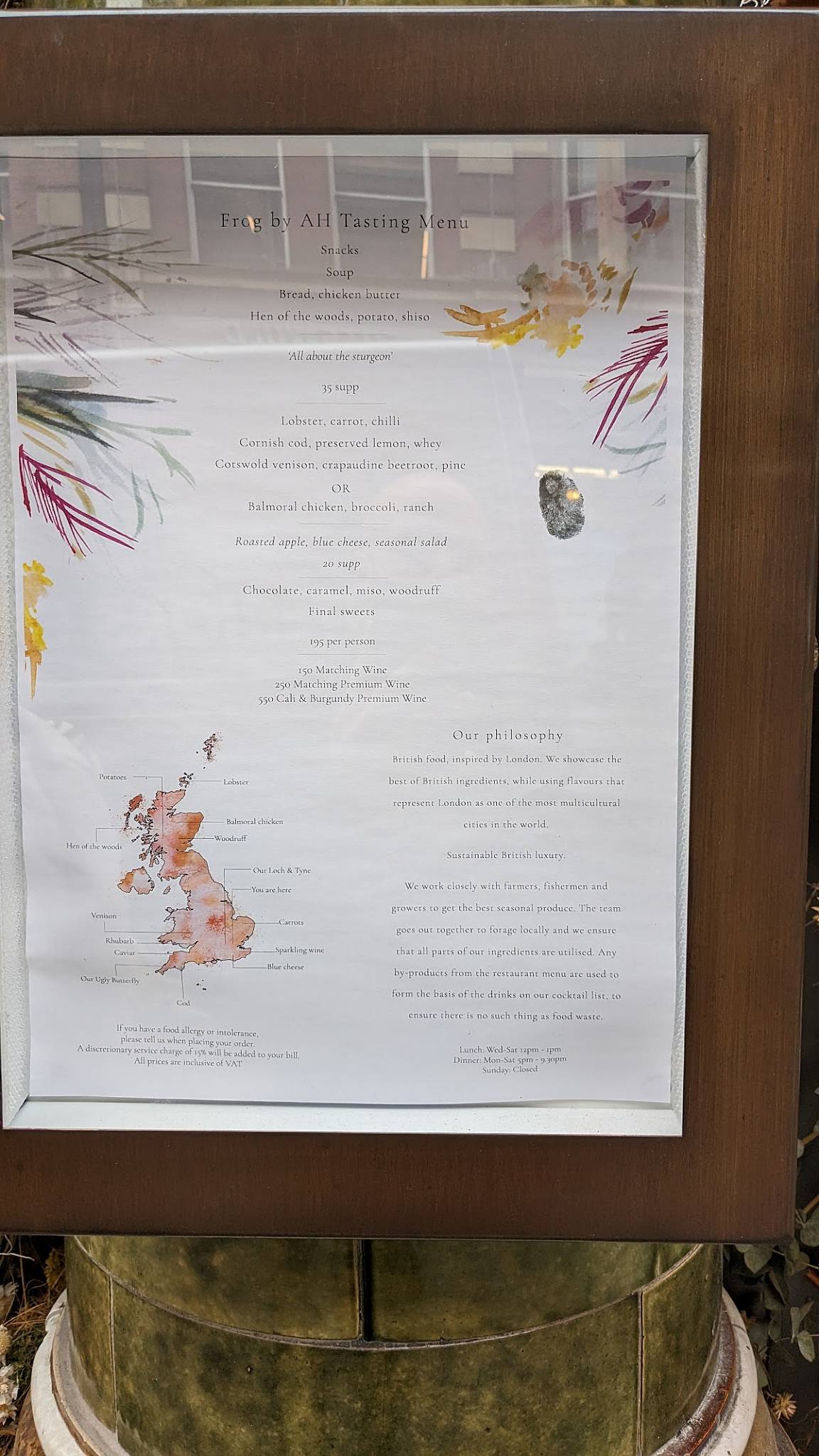 Menu at Frog by Adam Handling Restaurant Covent Garden, London