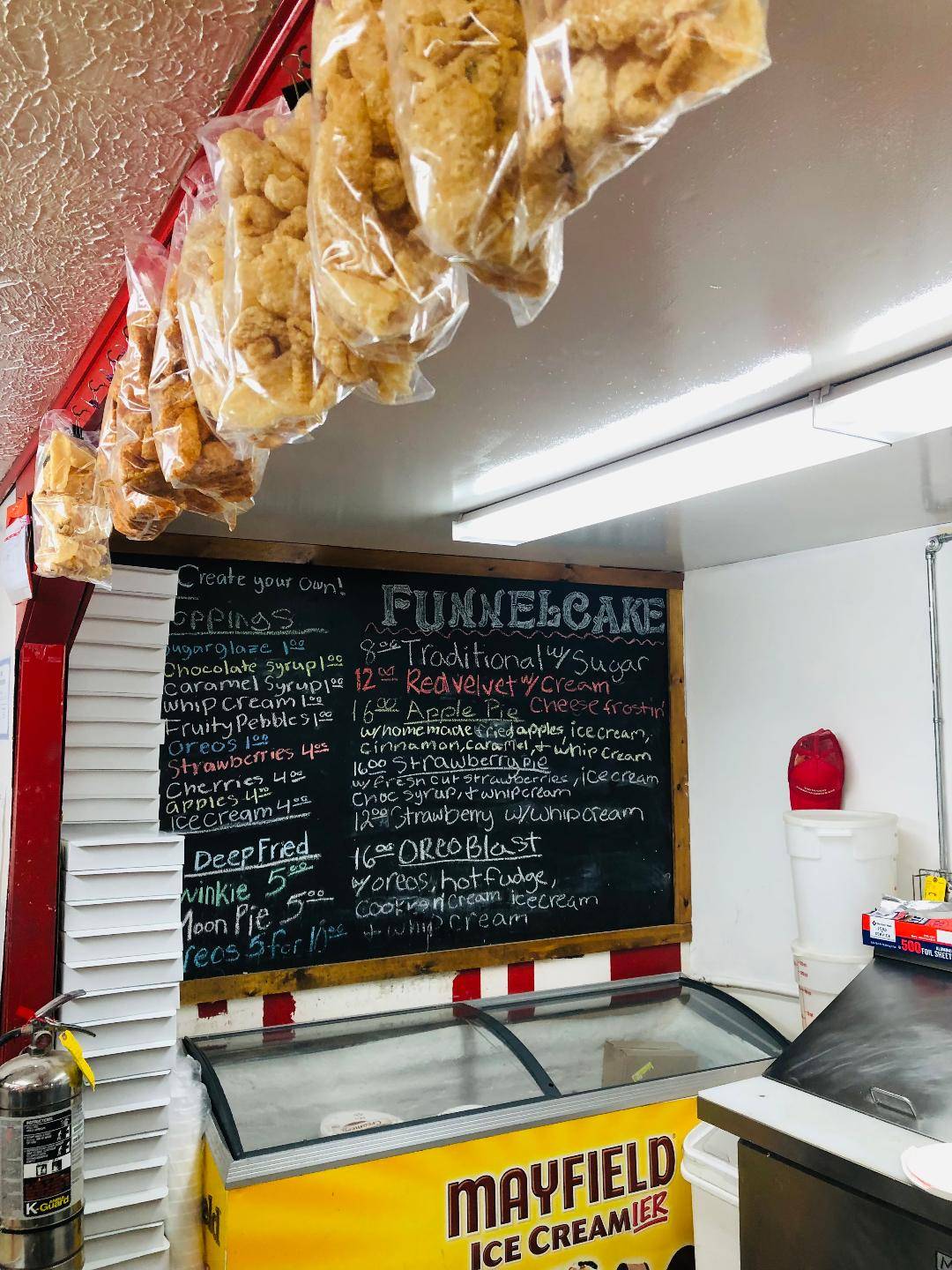 Menu at Funnel cake factory desserts, Pigeon