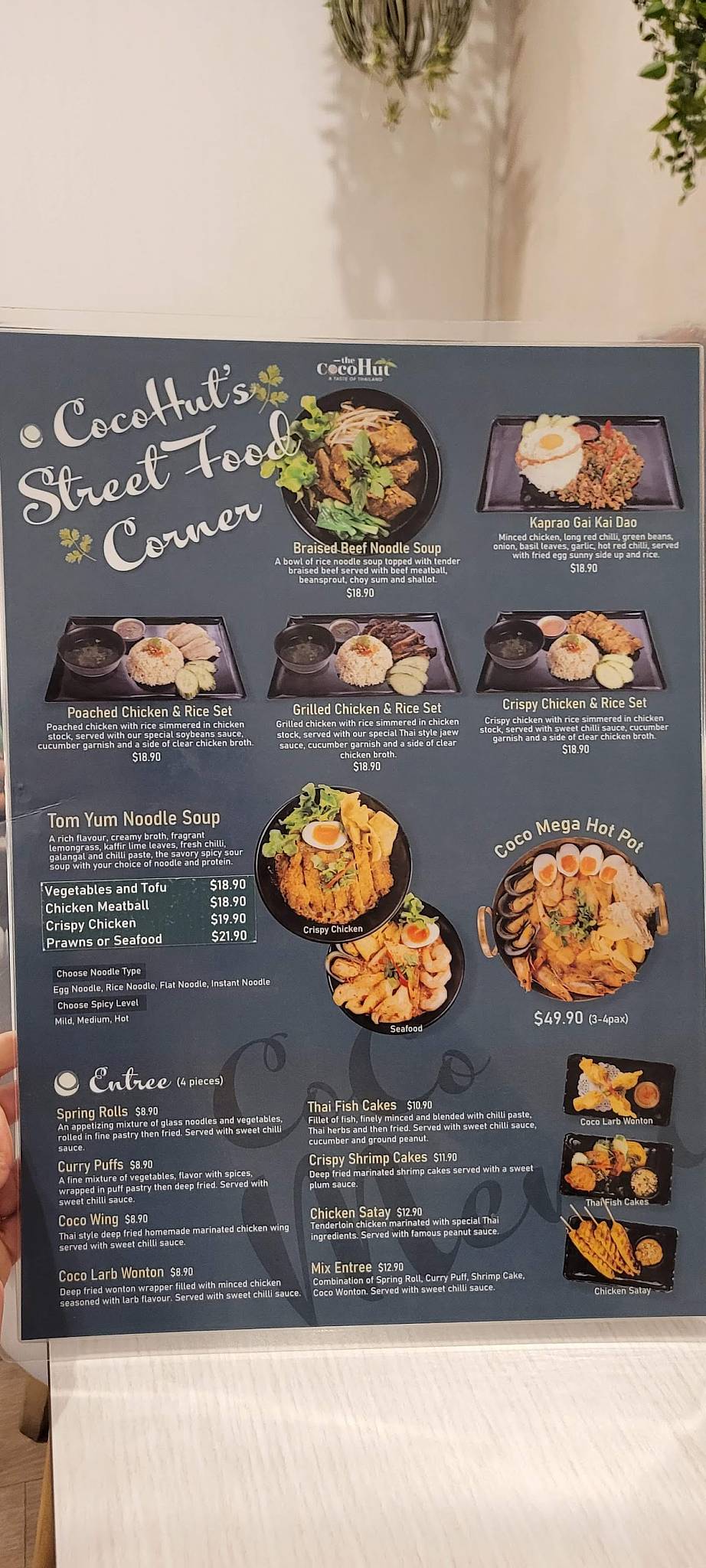 Menu at Cocohut Taste of Thailand restaurant, Surfers Paradise