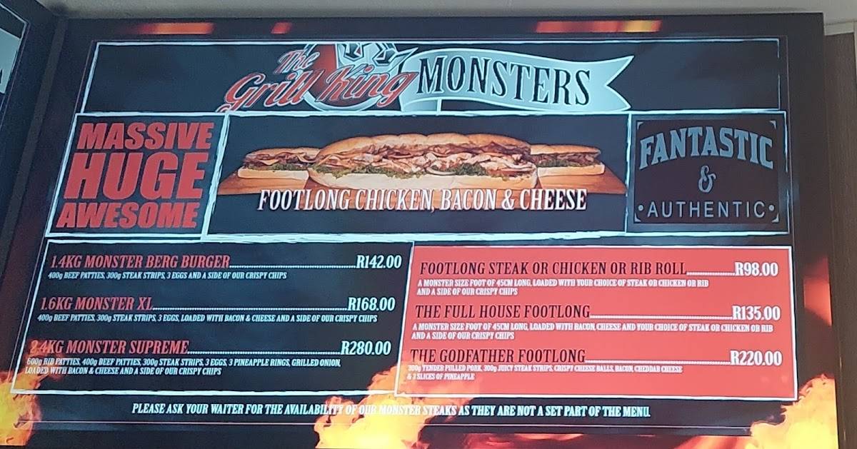 Menu at Grill King Sunward Park restaurant, Boksburg