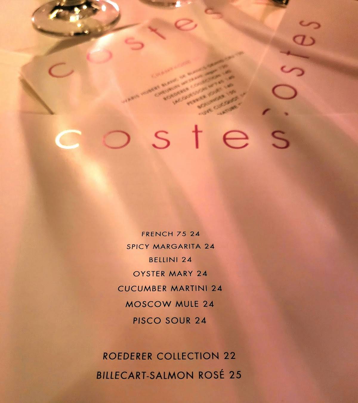 hotel costes restaurant menu 2024