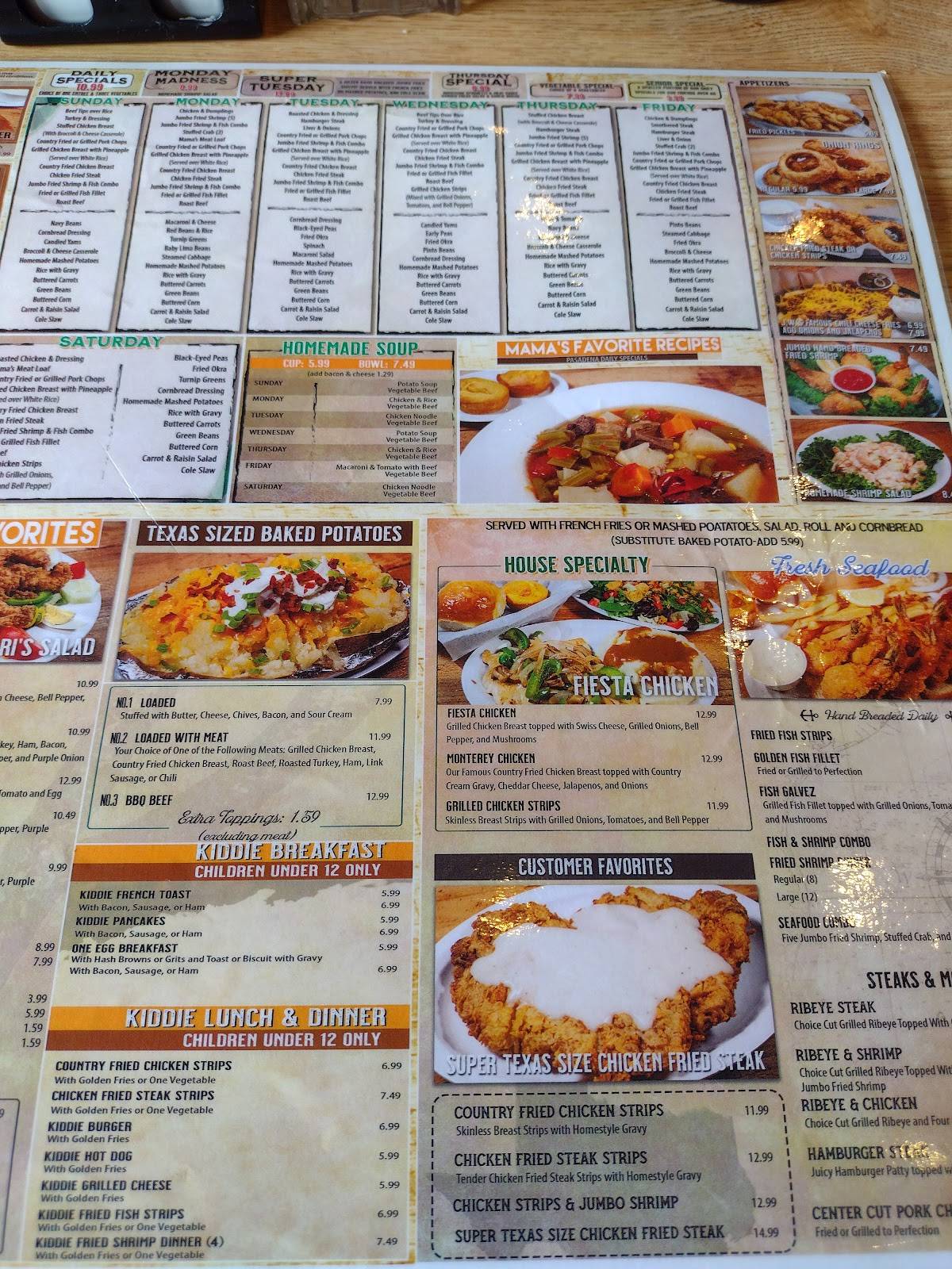 Menu At Kelley S Country Cookin Restaurant Pasadena Spencer Hwy