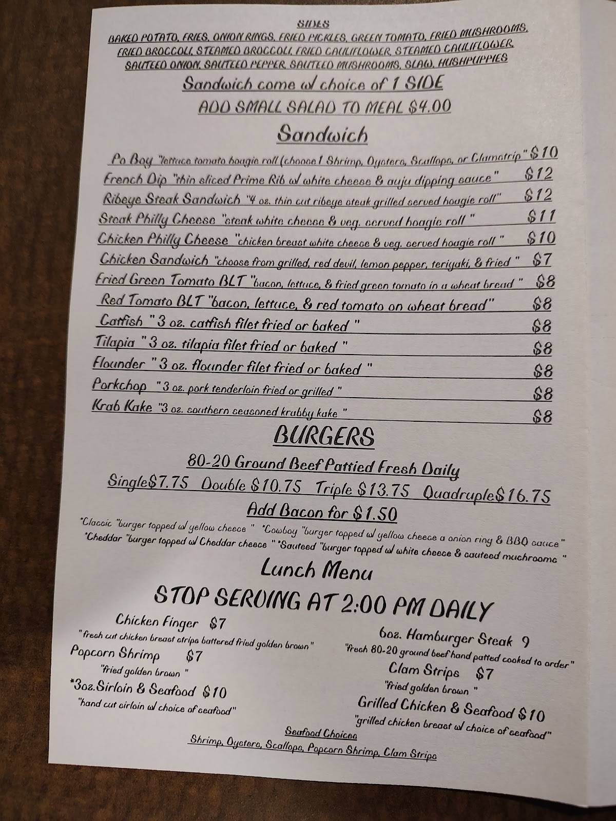 Menu at Jimmy's Steak and Seafood steakhouse, Jackson