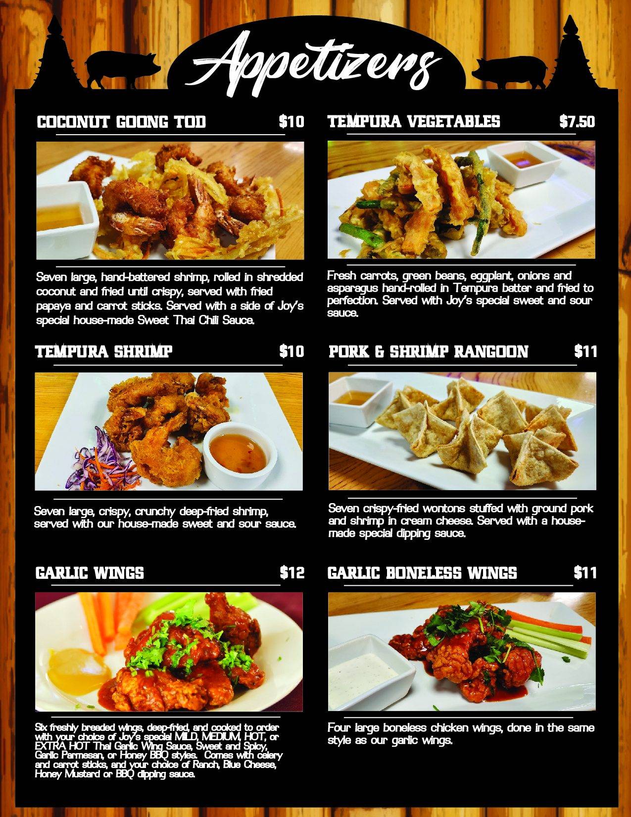Menu at Joyful Thai restaurant, Tonasket