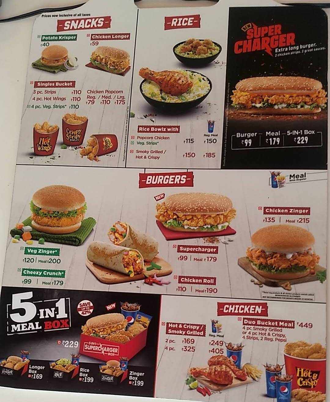 Menu at KFC, Mysuru, Mall of Mysore MG Rd