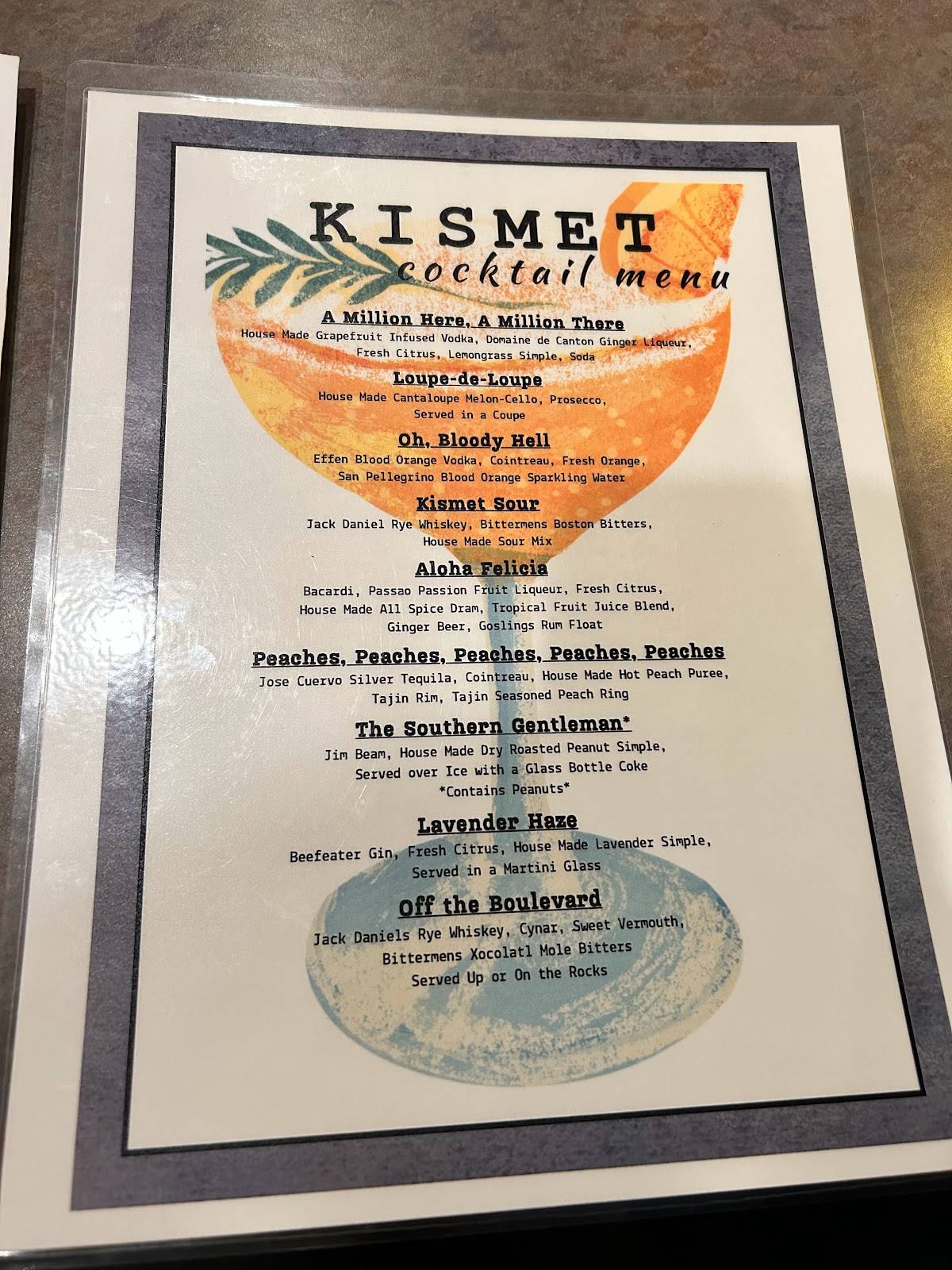 Menu at Kismet Bistro restaurant Newport News