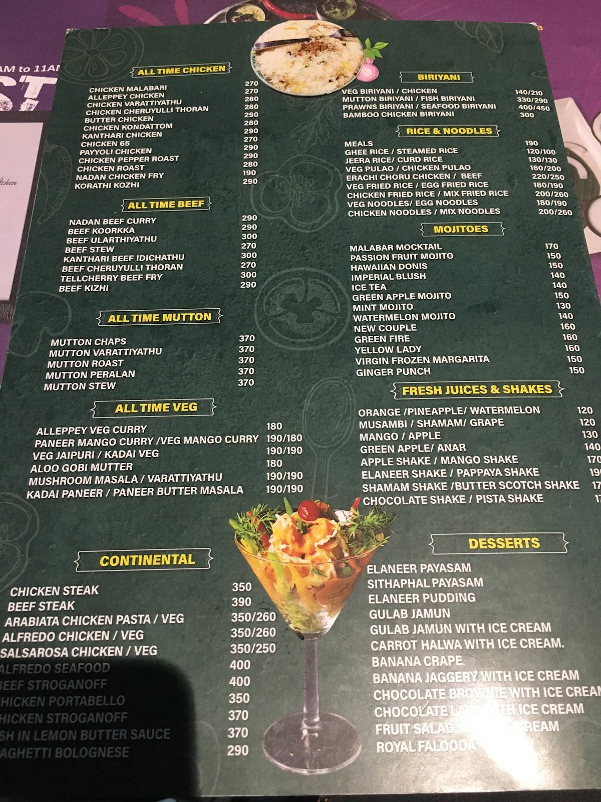 Menu at Tellicherry Kitchen, Kochi, Madathikunnel Complex