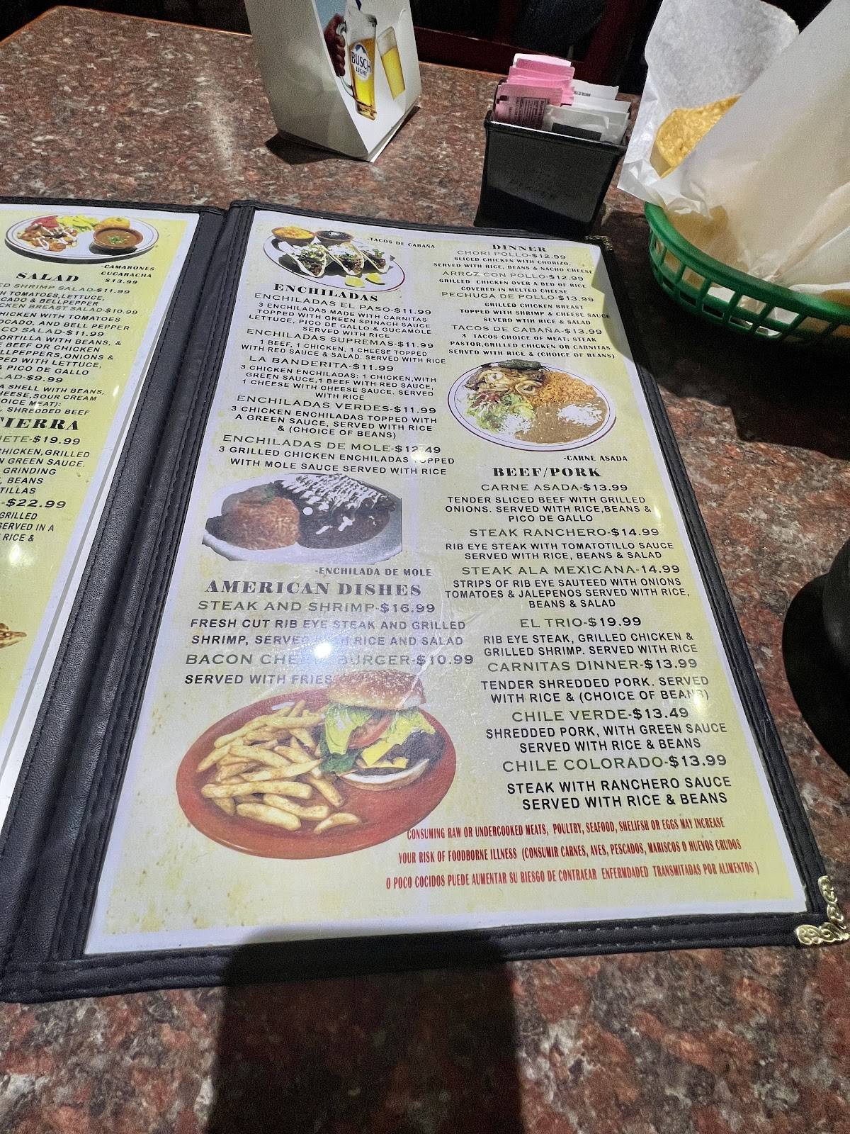 Menu at La Cabaña Mexican Grill restaurant, Ozark