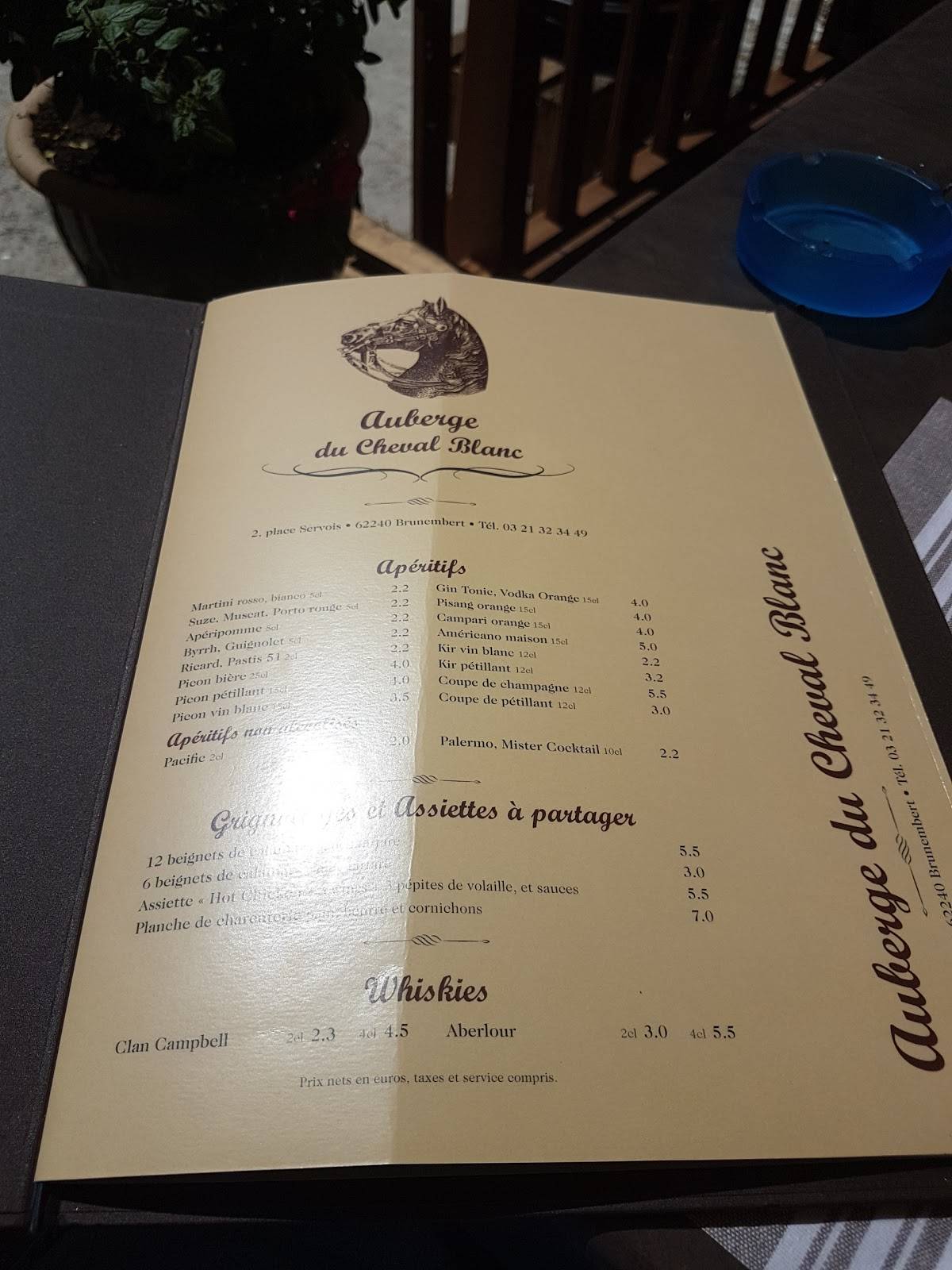 Menu Au L Auberge Du Cheval Blanc Restaurant Brunembert
