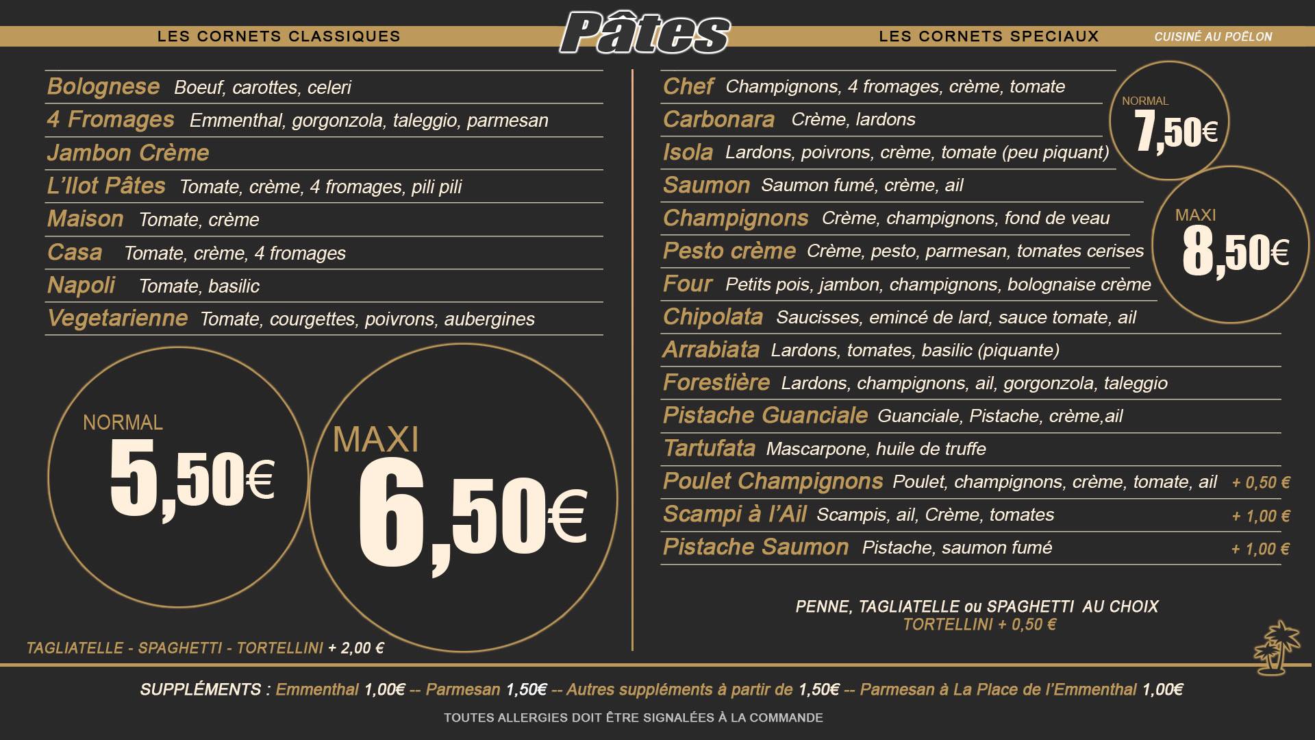 Menu au L'ilôt pâtes / l'isola di Pasta, Namur