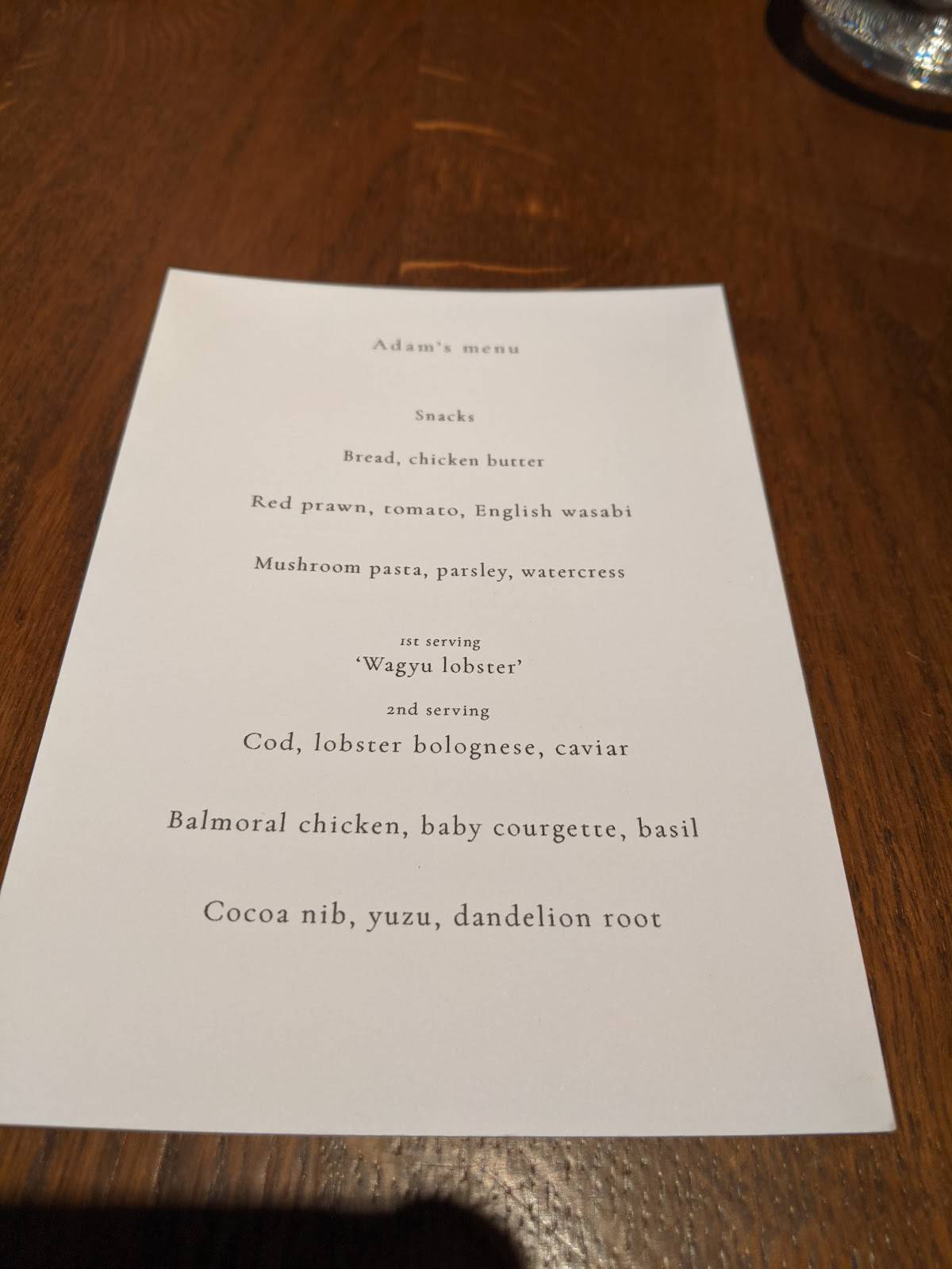 Menu at Frog by Adam Handling Restaurant Covent Garden, London