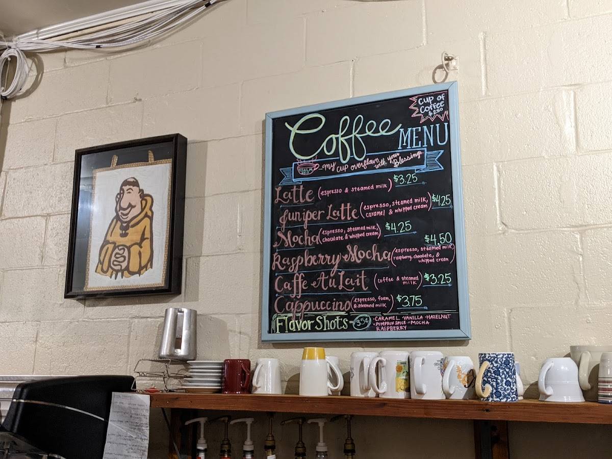 Menu at Brother Juniper's restaurant, Memphis