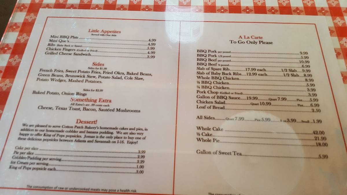 Menu at El Mariachi Mexican Restaurant, Metter