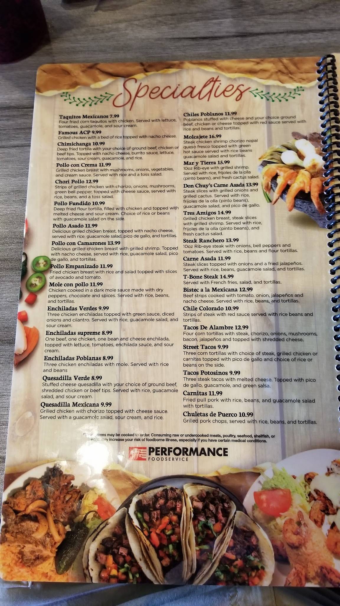 Menu at Mr. Cactus Mexican Kitchen restaurant, Easley