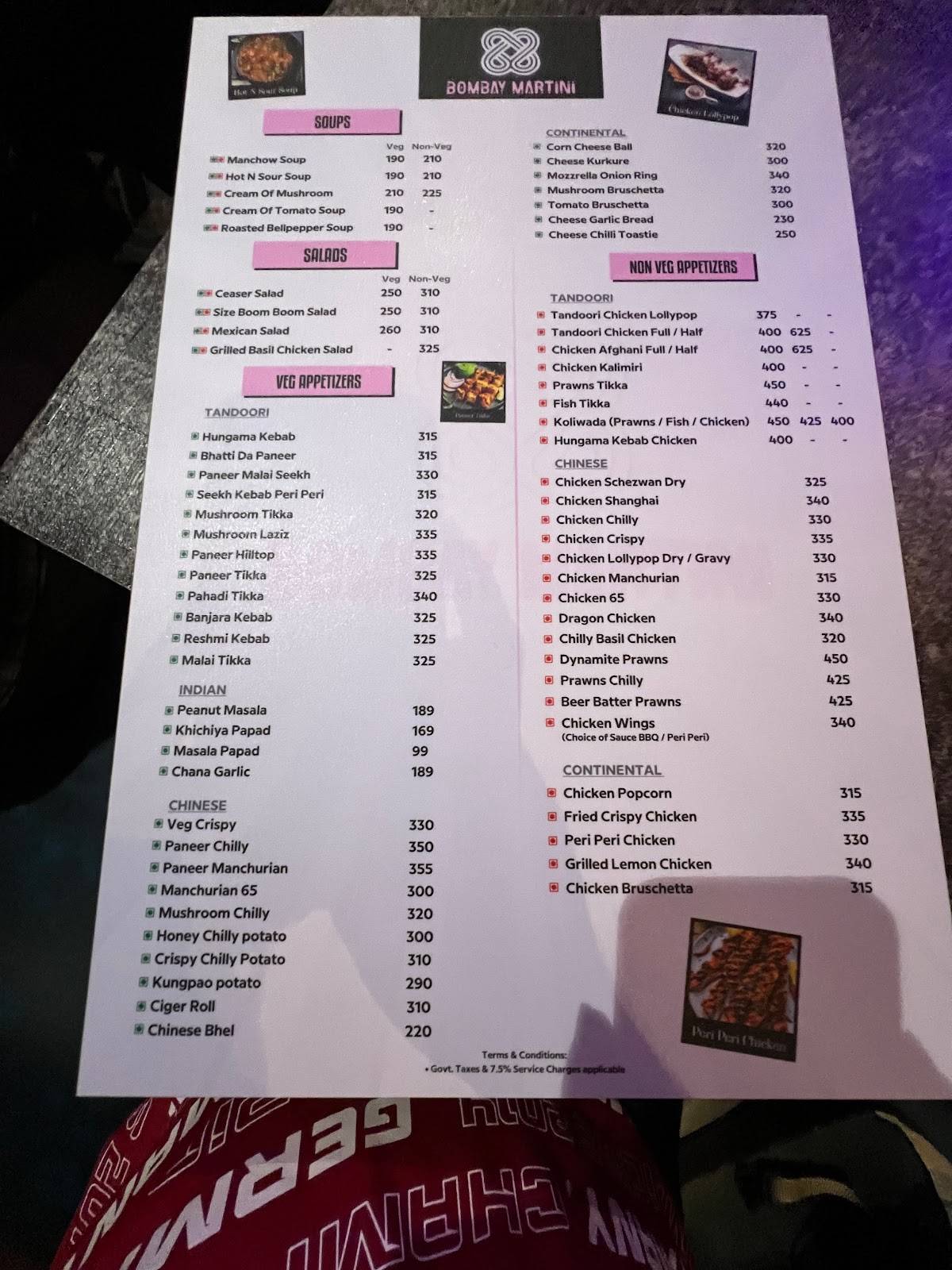 Menu at BOMBAY MARTINI, Mumbai