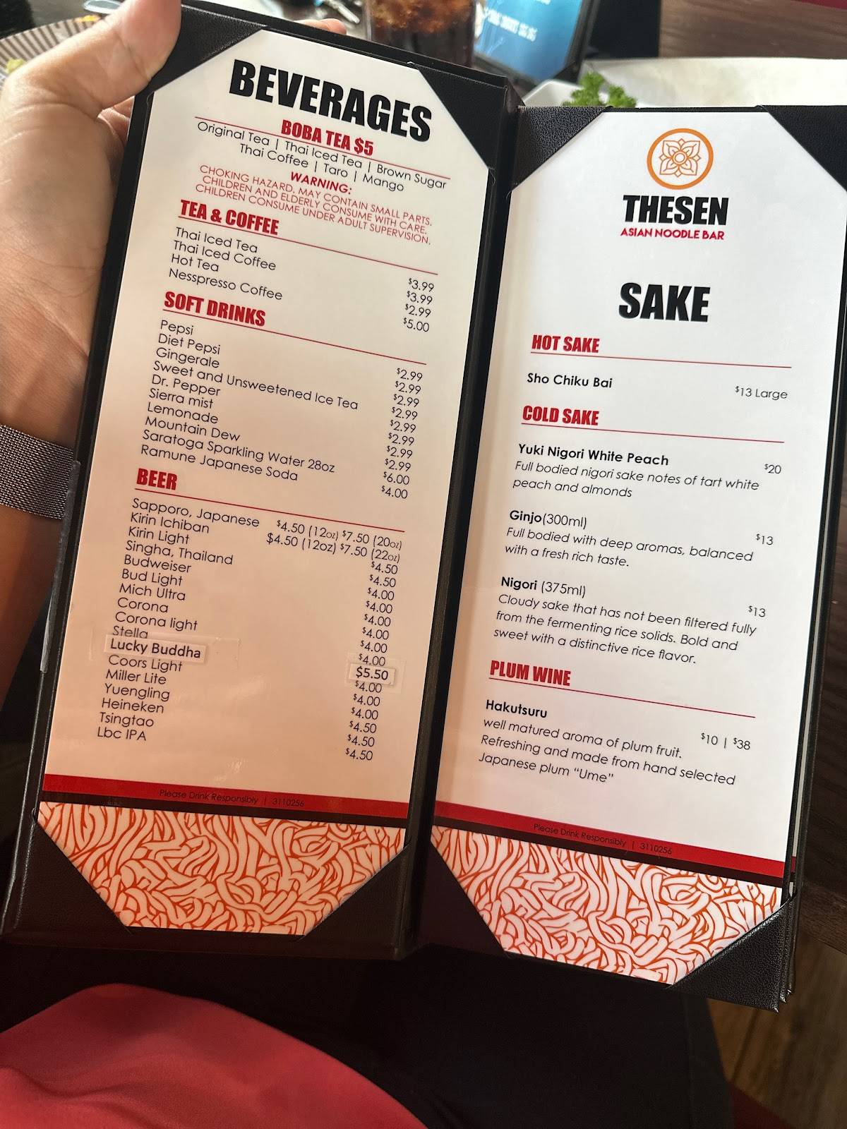 Menu at THESEN ASIAN NOODLE BAR, Naples Manor