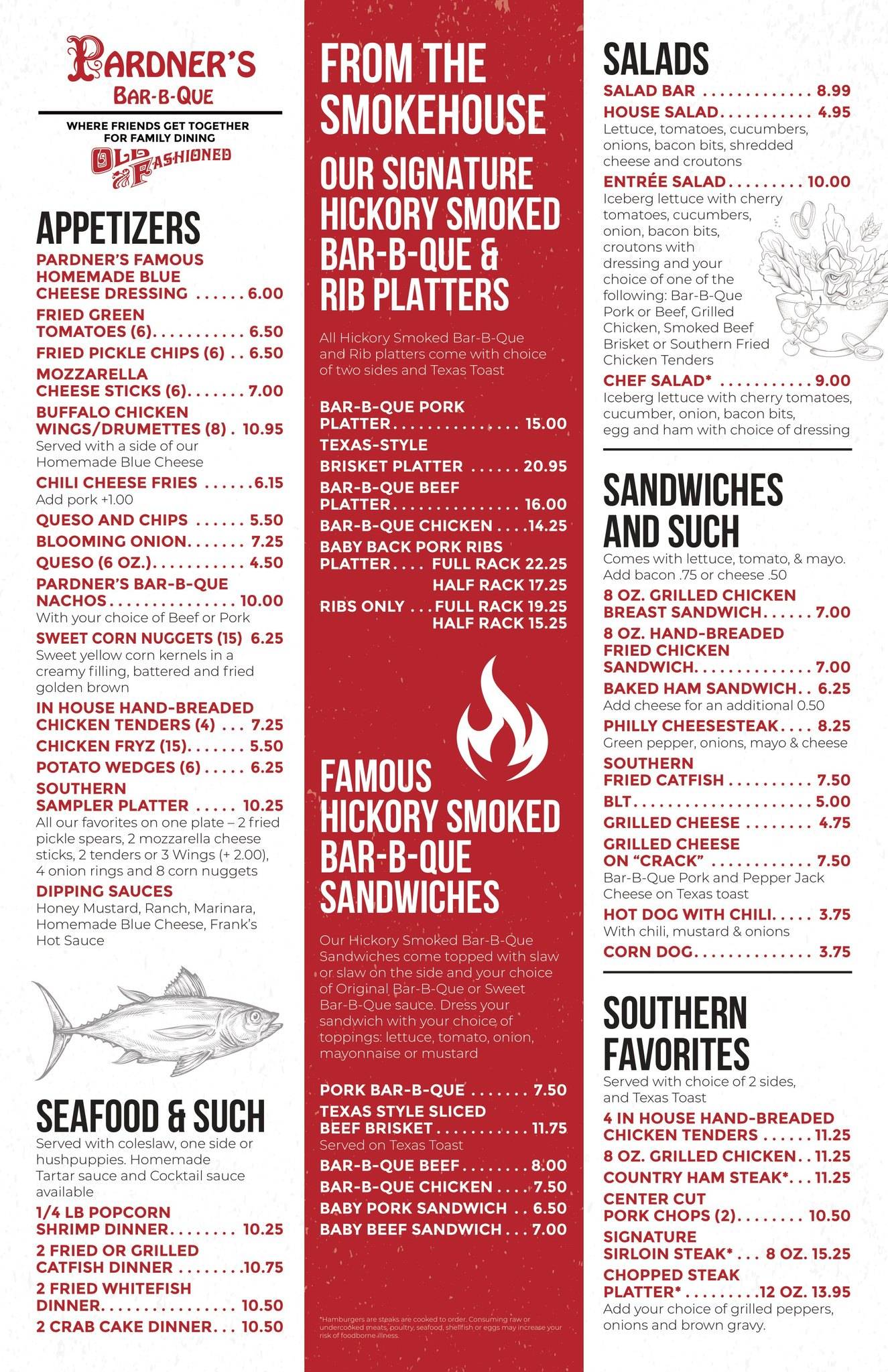 Menu at Pardner's Bar-B-Que, Piney Flats, Hwy 11 E